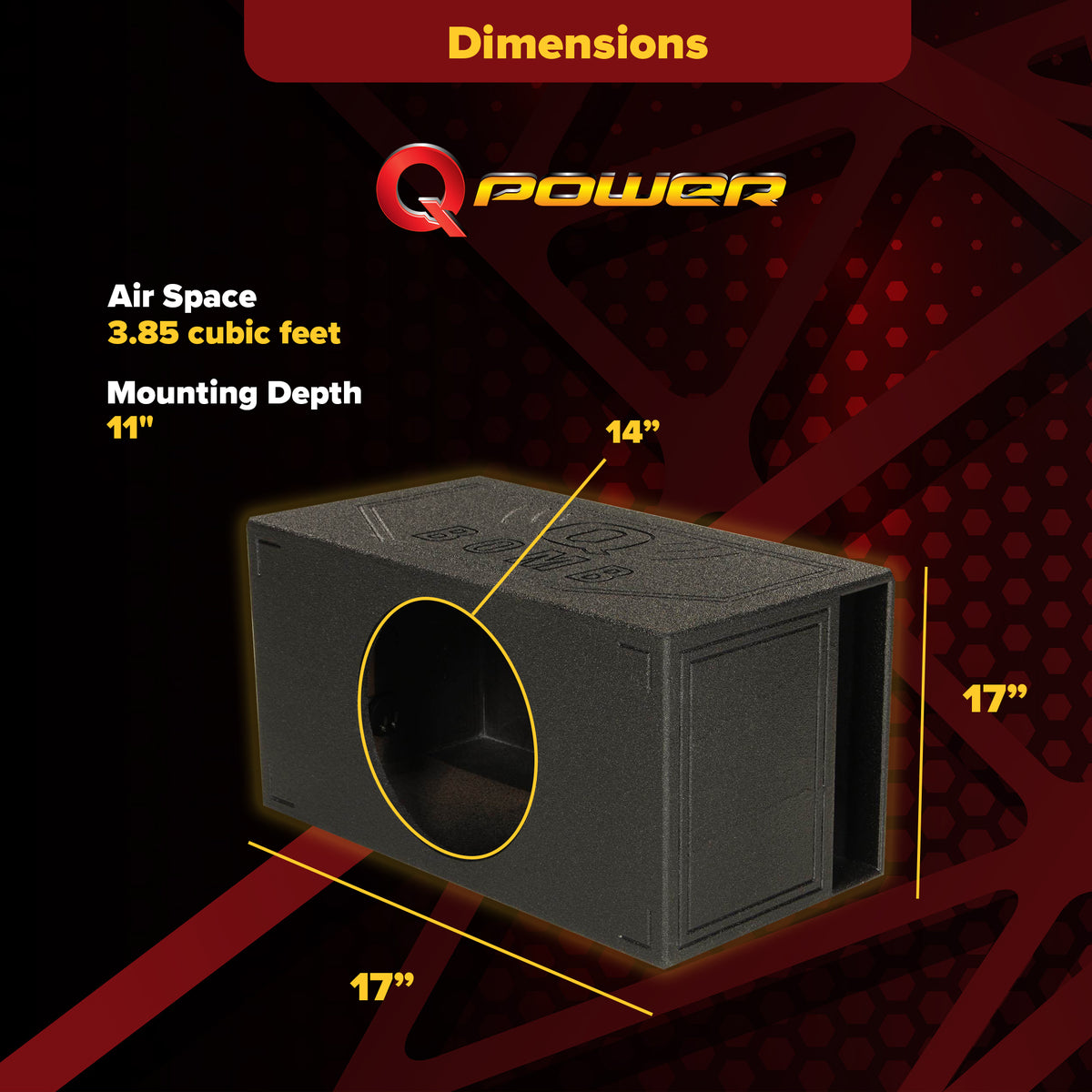 Q-POWER QBOMB15VL Single 15" Vented Ported Car Subwoofer Sub Box Enclosure(Used) - VMInnovations