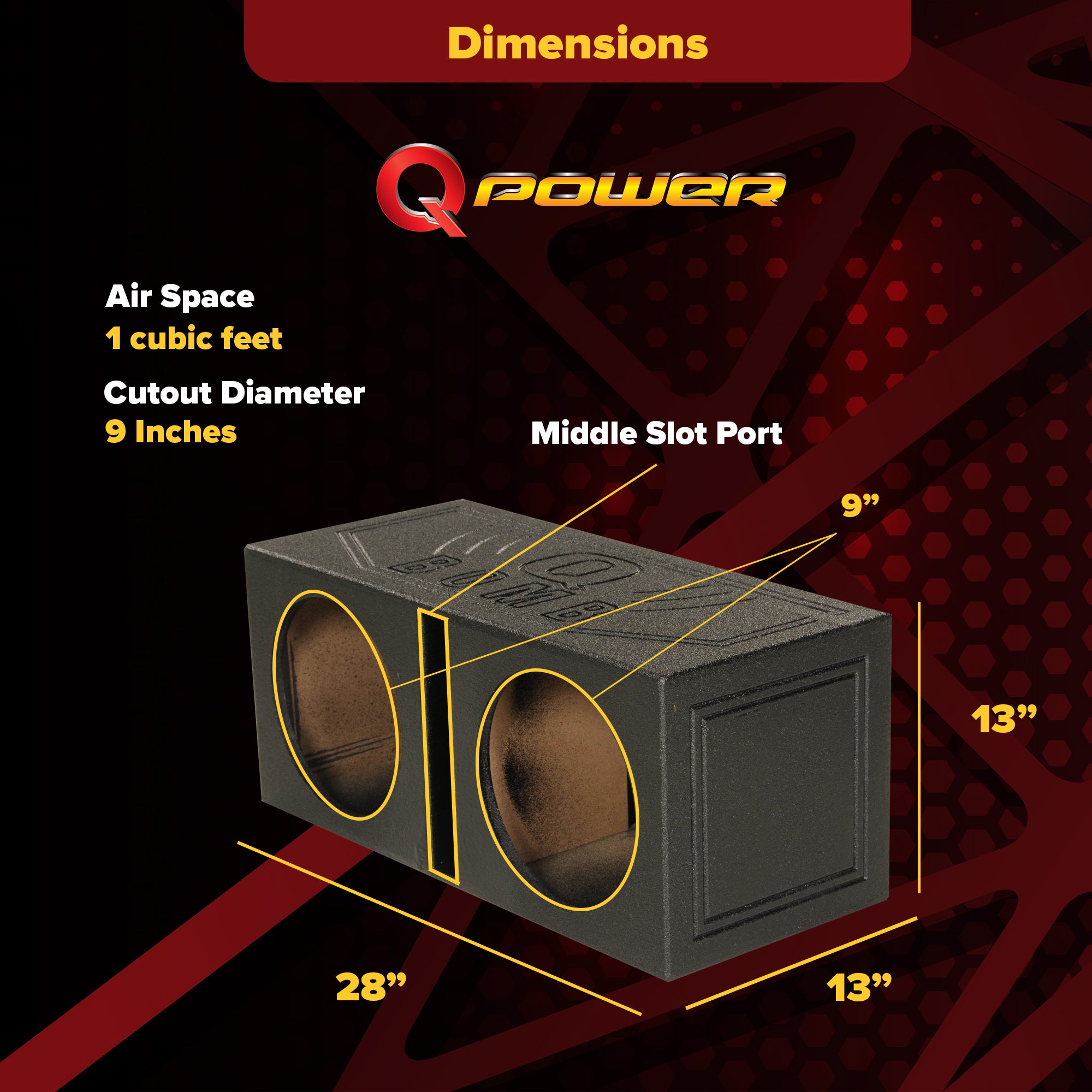 Q Power QBOMB10V Dual 10 Inch Vented Port Subwoofer Sub Box w/ Bedliner Spray - VMInnovations