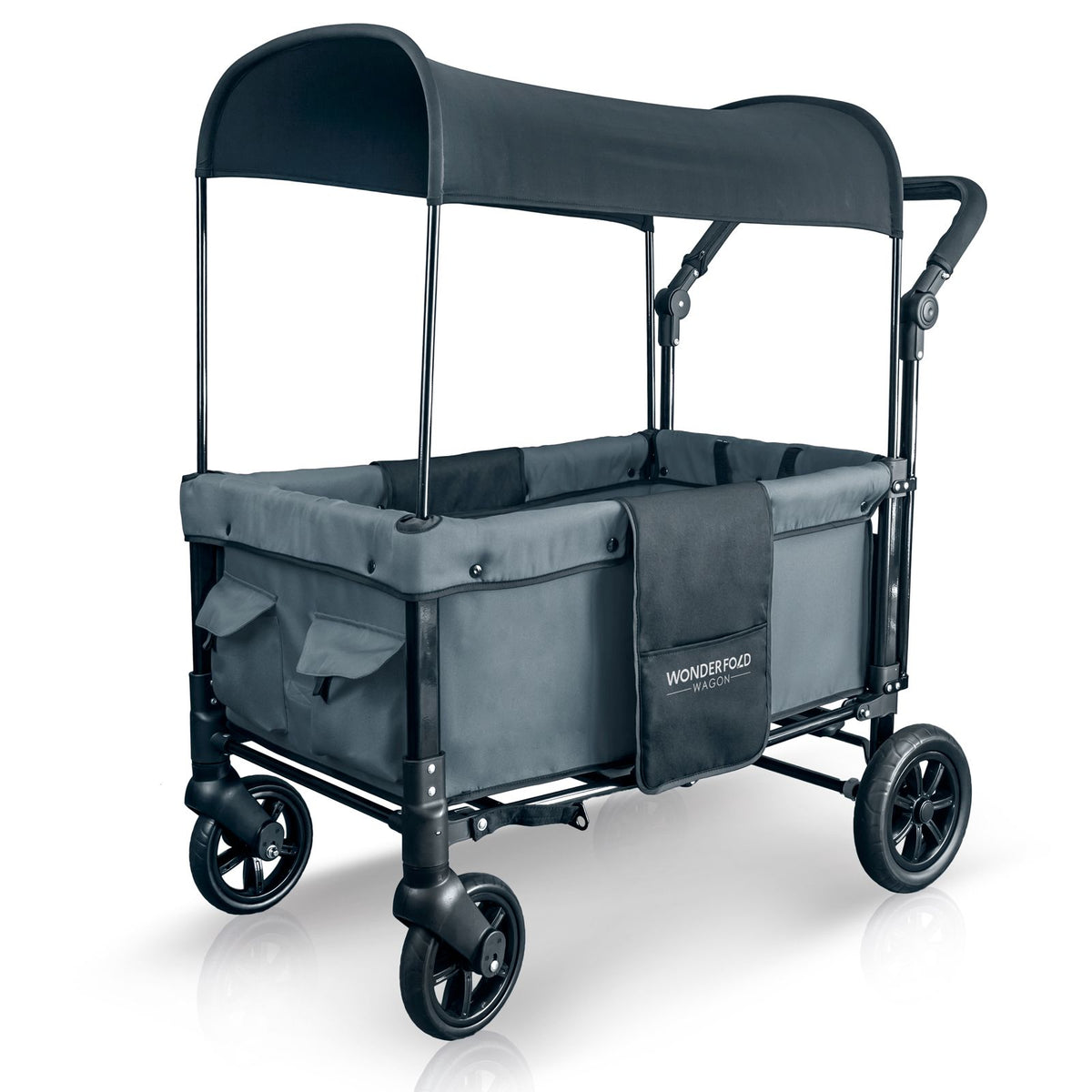 WONDERFOLD 2 Passenger Push Folding Stroller Wagon, Smoky Gray (Open Box)
