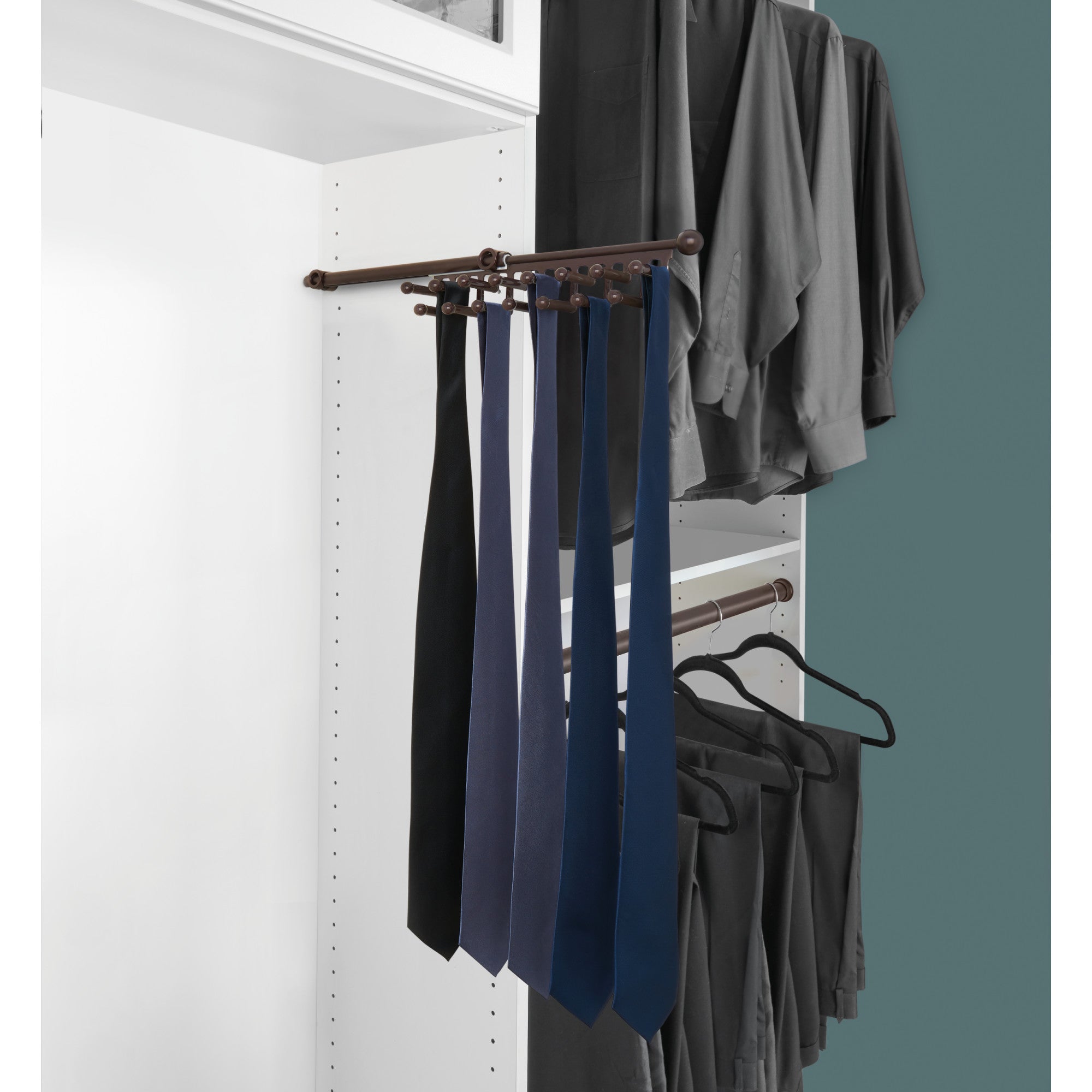 Rev-A-Shelf 14" Pullout Tie/Scarf Closet Organizer Rack, Bronze, CRT-14-ORB - VMInnovations