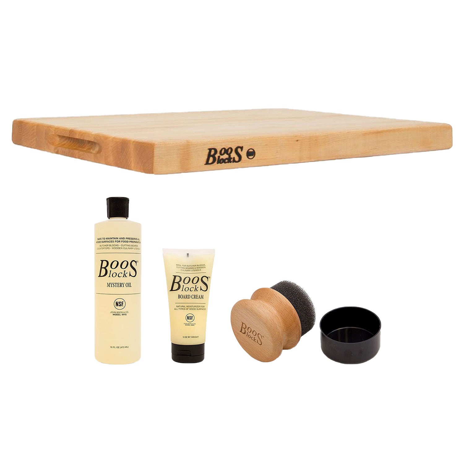John Boos Maple Wood Reversible Cutting Board & 3 Piece Care and Maintenance Set - VMInnovations