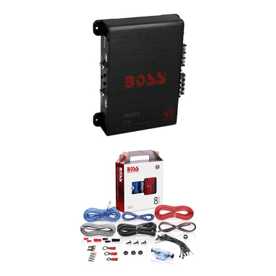 BOSS R1004 400W 4-Channel RIOT Car Audio Power Amplifier Amp & 8 Gauge Amp Kit