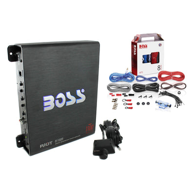 Boss Riot 1100 Watt Monoblock Car Amplifier with 8 Gauge Installation Wiring Kit - VMInnovations