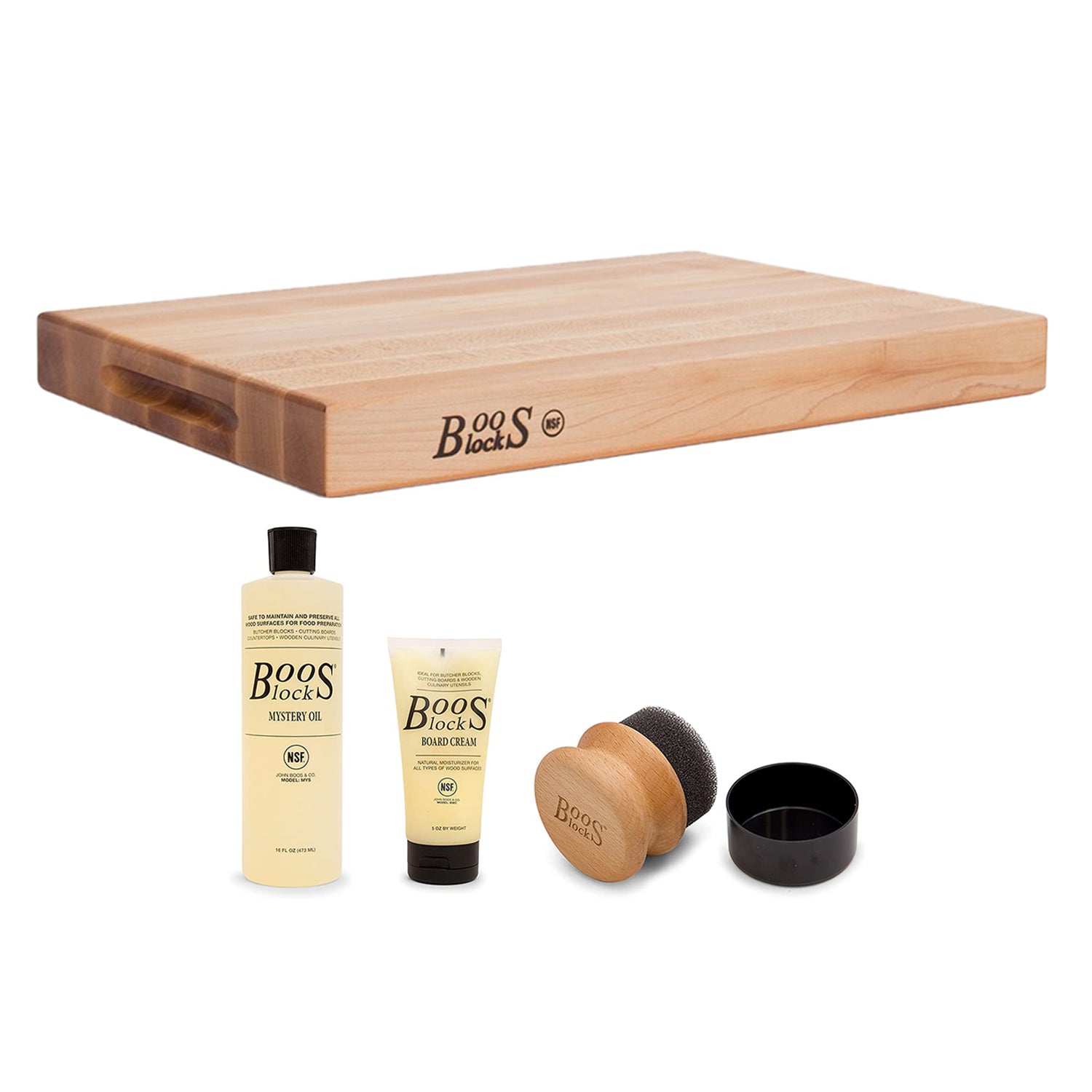 John Boos Maple Reversible 18 x 12" Cutting Board with 3 Piece Maintenance Set - VMInnovations