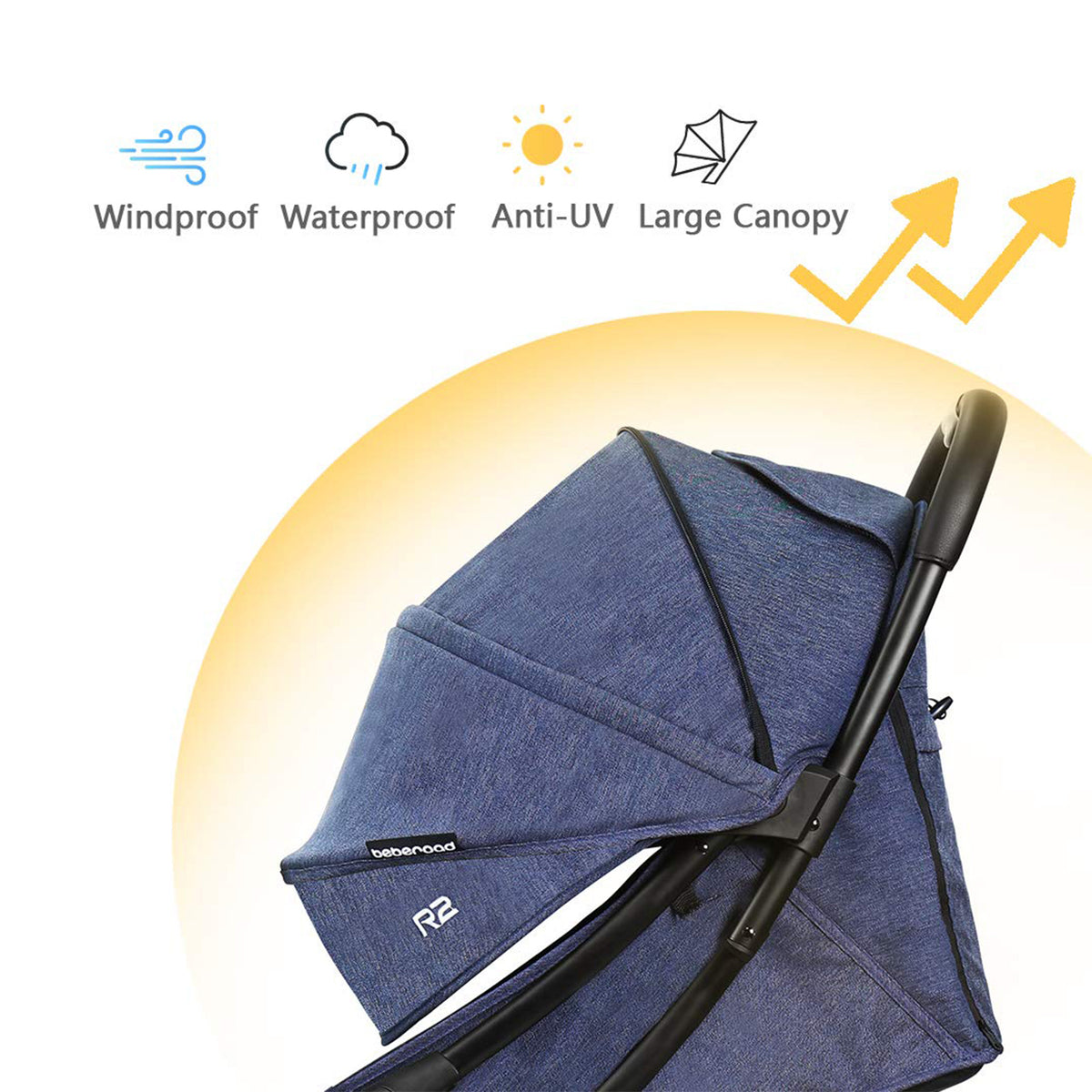 Beberoad R2 Ultra Lightweight Baby Newborn Stroller w/ Waterproof Canopy, Grey - VMInnovations