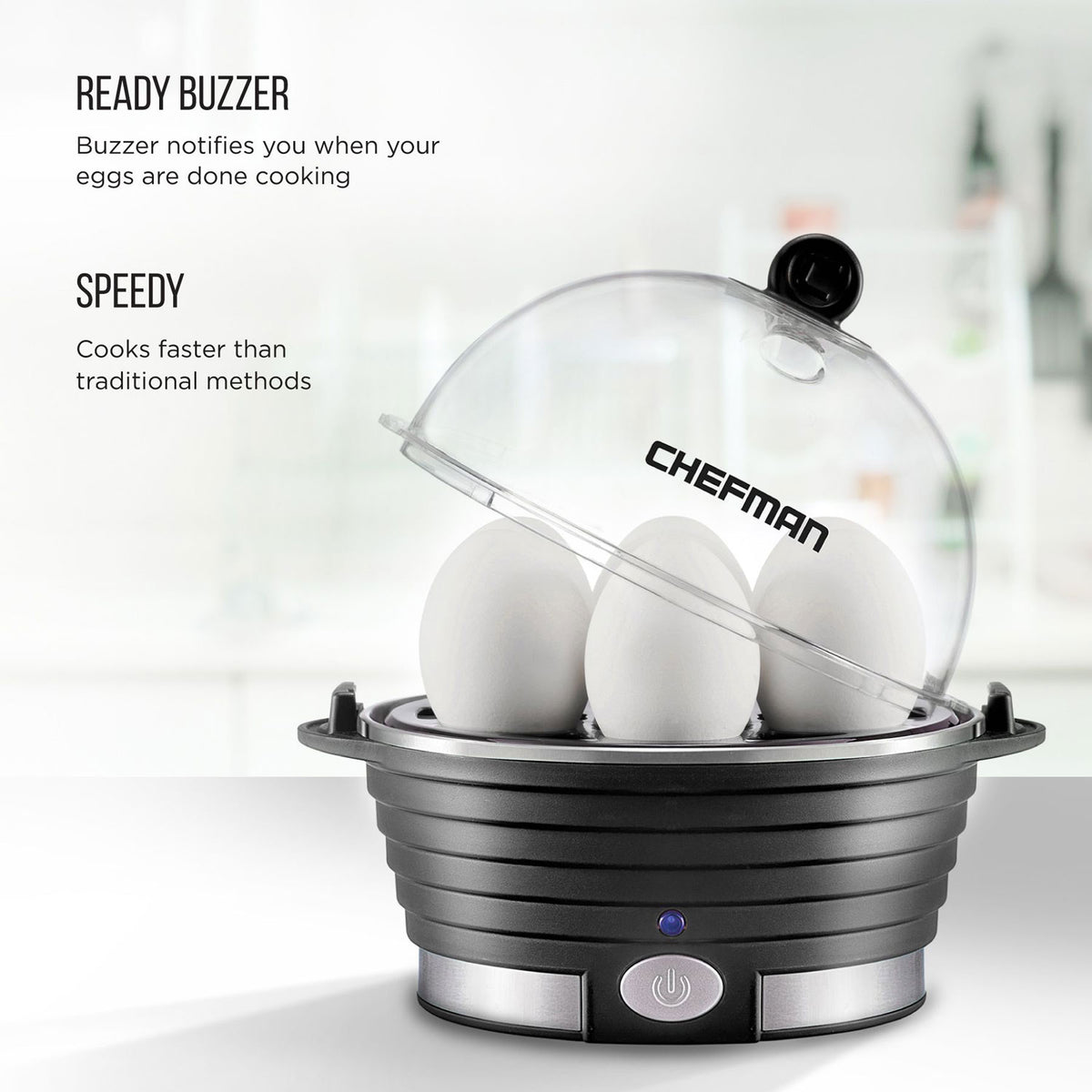Chefman Everyday Plastic Electric 6 Egg Boiler Cooker with Built In Timer (Used)