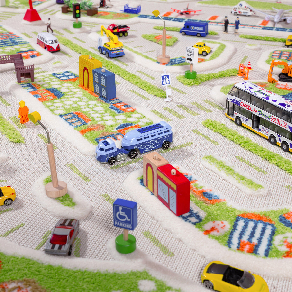 IVI 3D Play Carpets 86 x 59 Inch Mini City Educational Mat Rug, Extra Large - VMInnovations