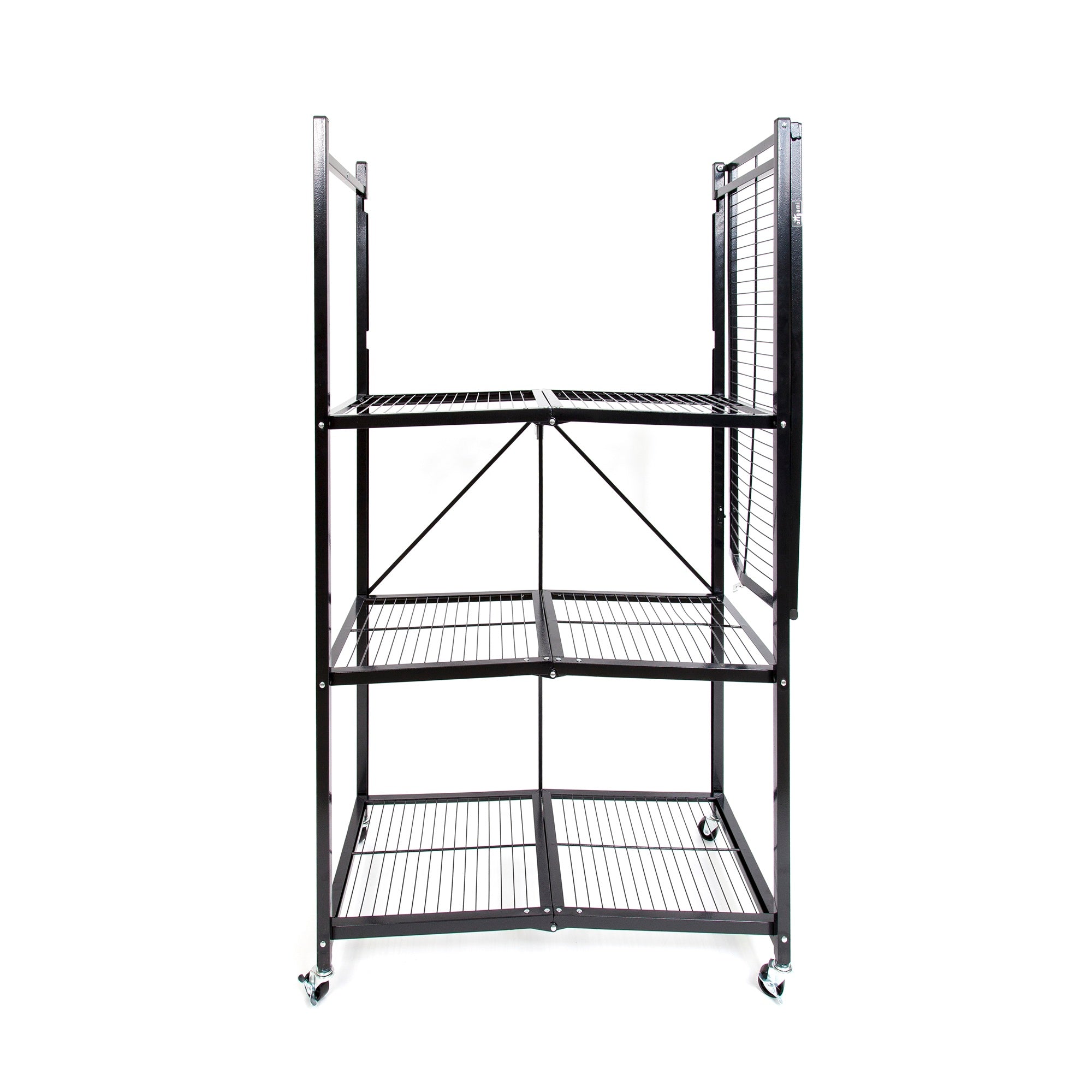 Origami 2-Pack R5-06W 4-Wheel 4-Shelf Folding Steel Wire Shelving Storage, Black - VMInnovations
