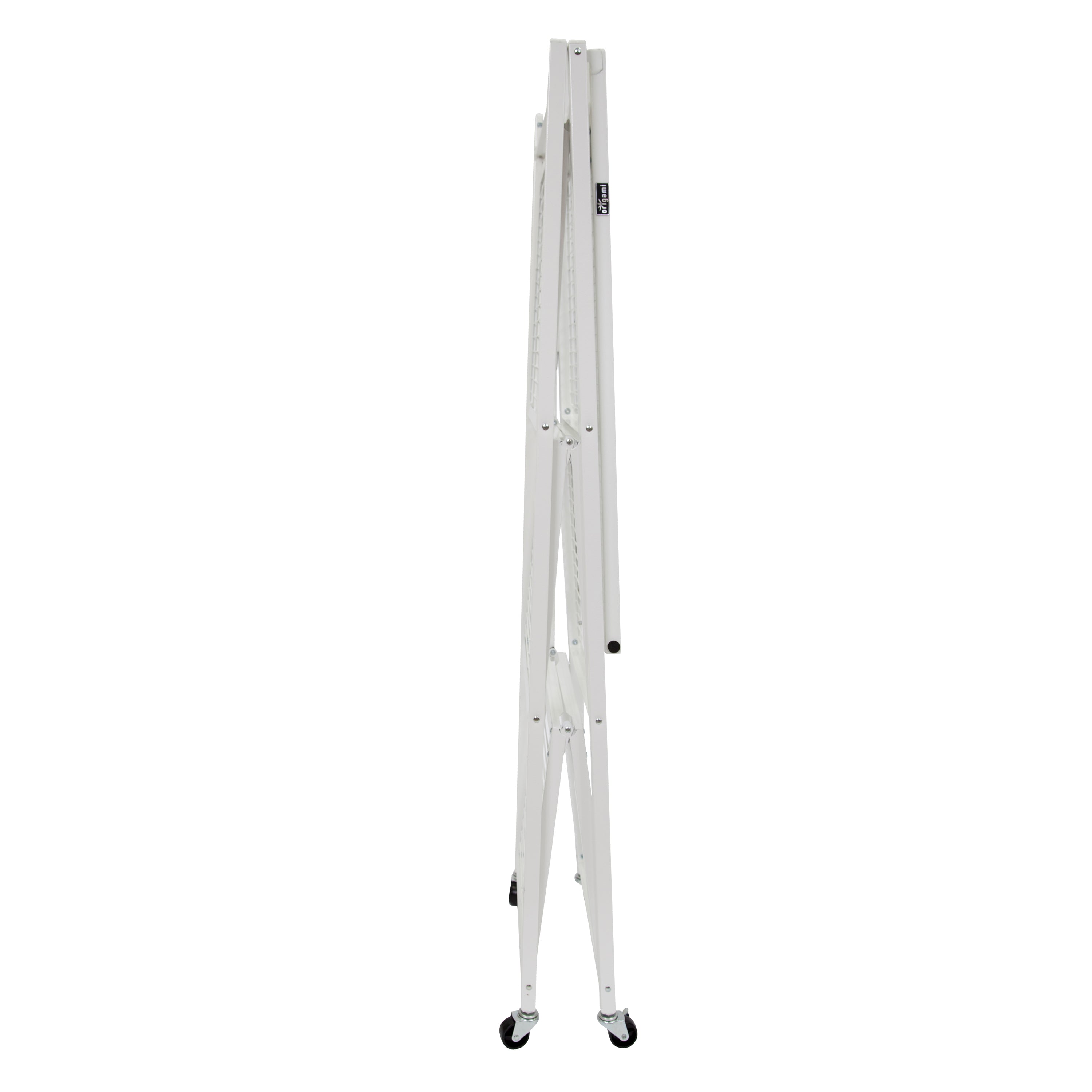 Origami Wheeled 4-Shelf Folding Steel Wire Shelving, White (Used) - VMInnovations