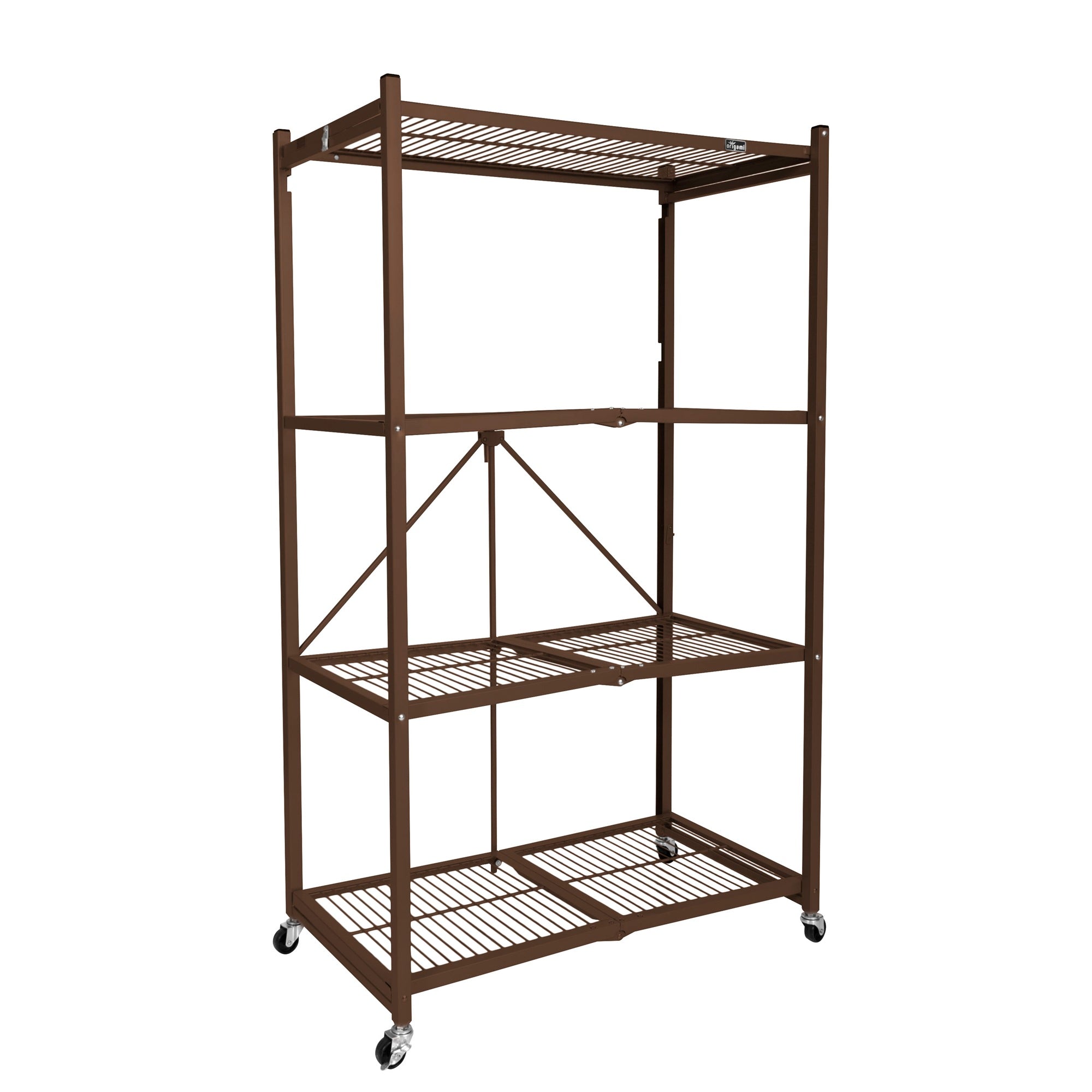 Origami 4 Tier Folding Storage Rack Unit w/ Set of 4 Magnetic Wire Shelf Liners - VMInnovations