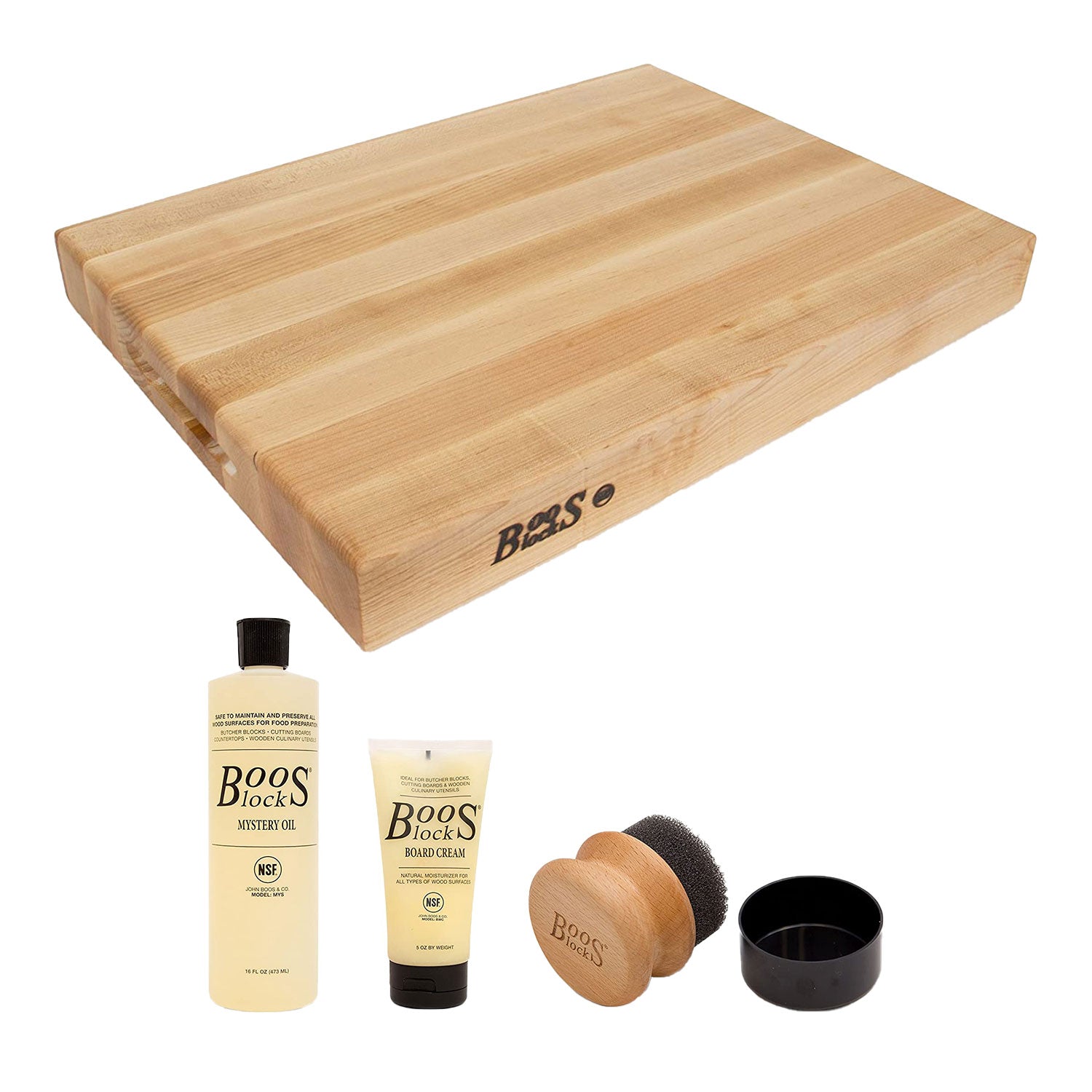 John Boos Maple Wood 20 Inch Cutting Board and 3 Piece Care and Maintenance Set - VMInnovations