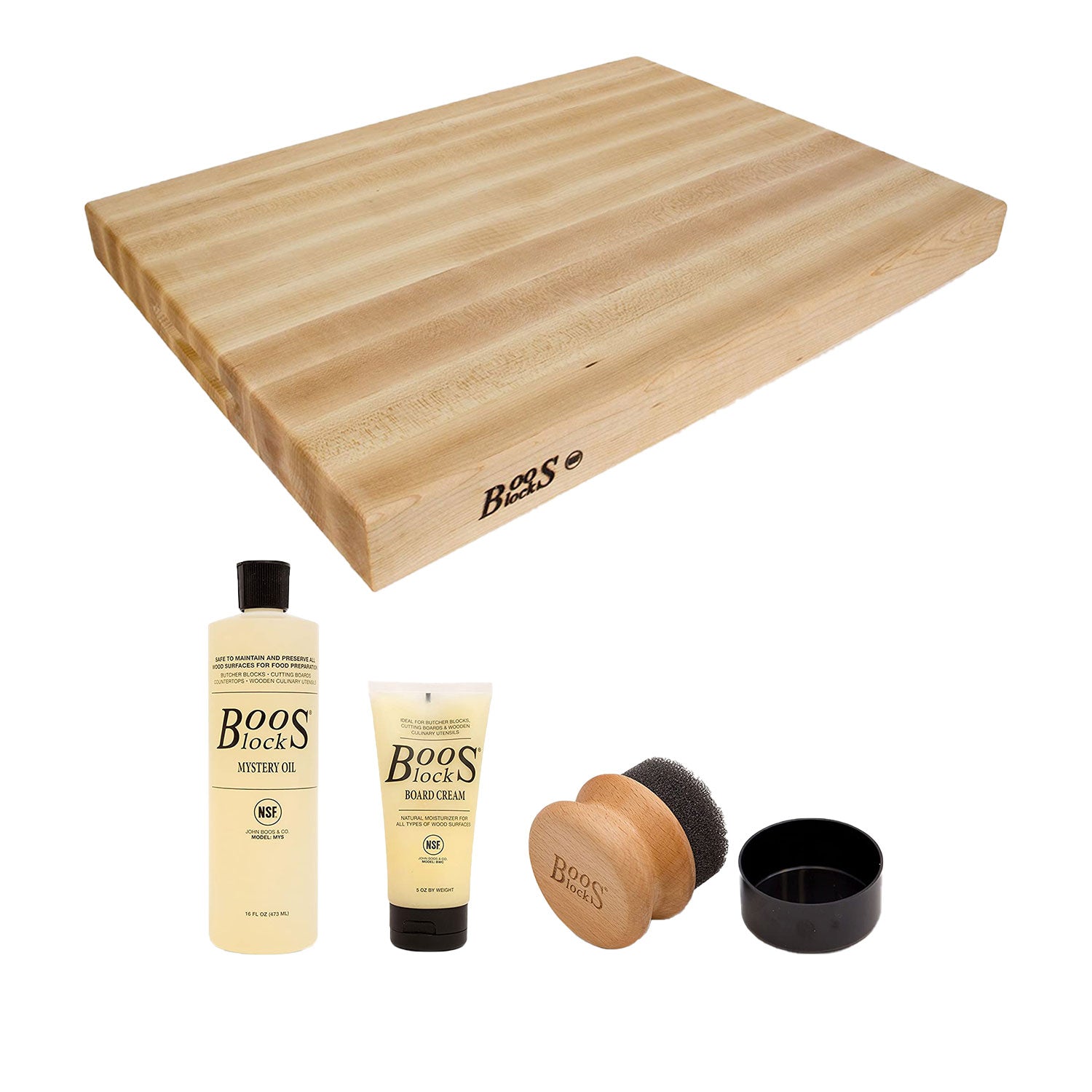 John Boos Maple Wood Reversible Cutting Board & 3 Piece Care and Maintenance Set - VMInnovations