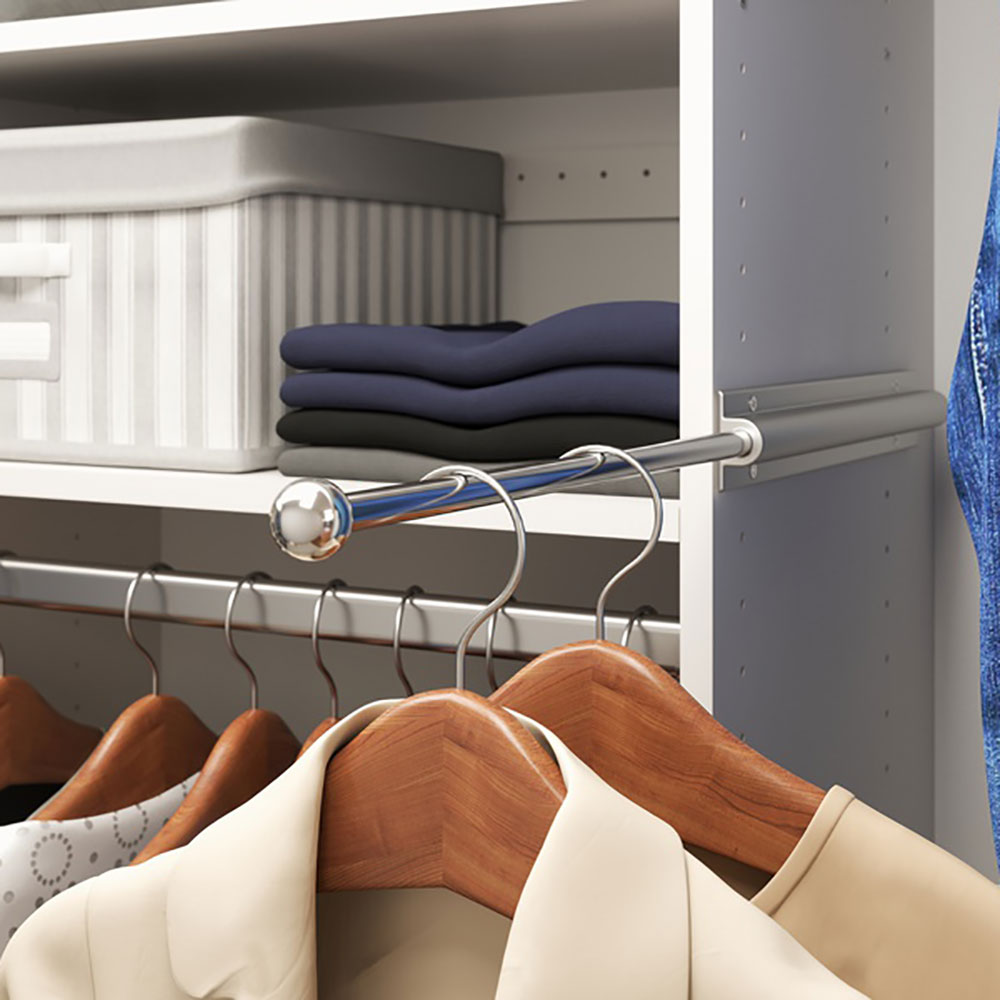 Easy Track 12 Inch Sliding Wardrobe Closet Rod, White (Open Box)