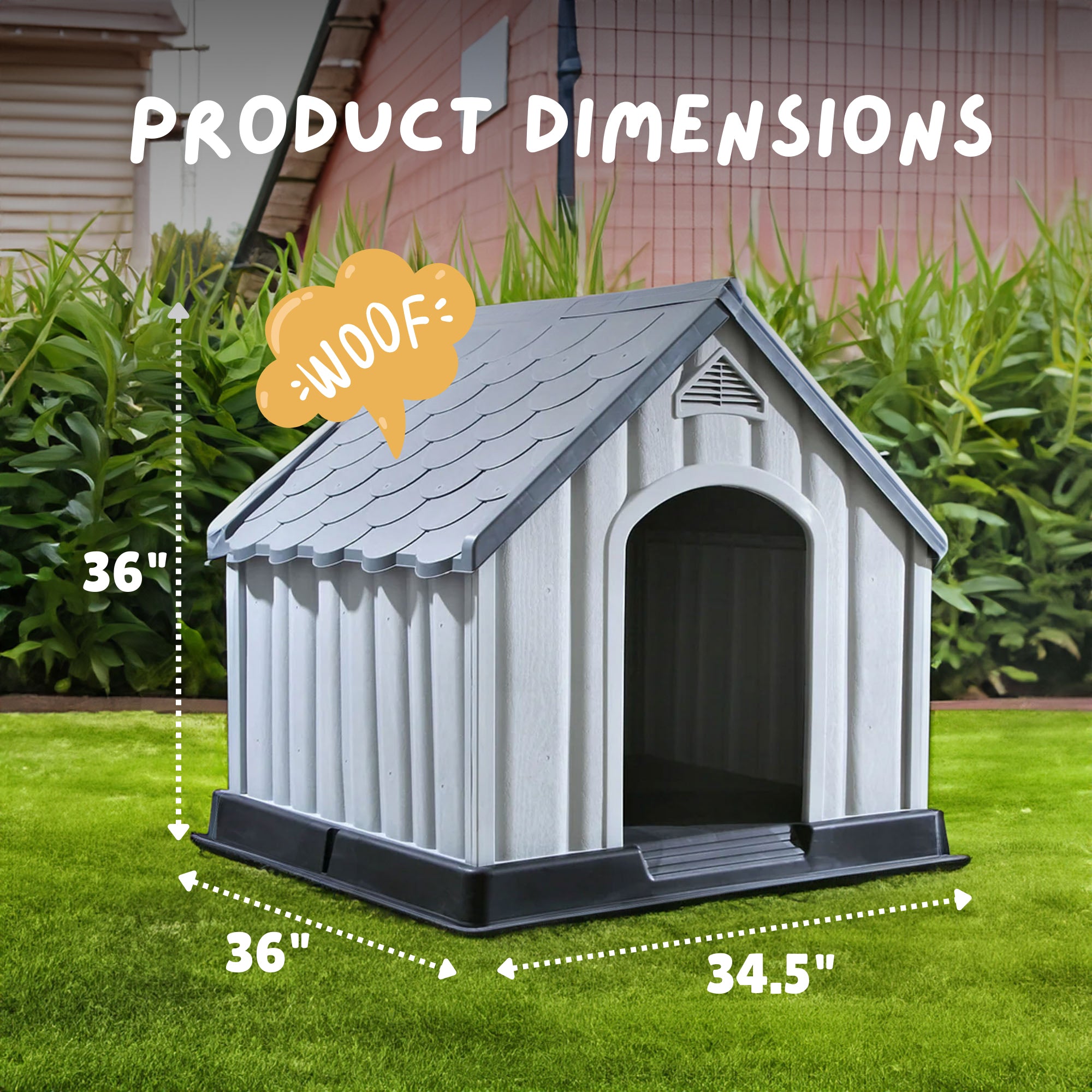 Ram Quality Products Pet House Waterproof Dog Kennel Shelter, Gray (For Parts) - VMInnovations