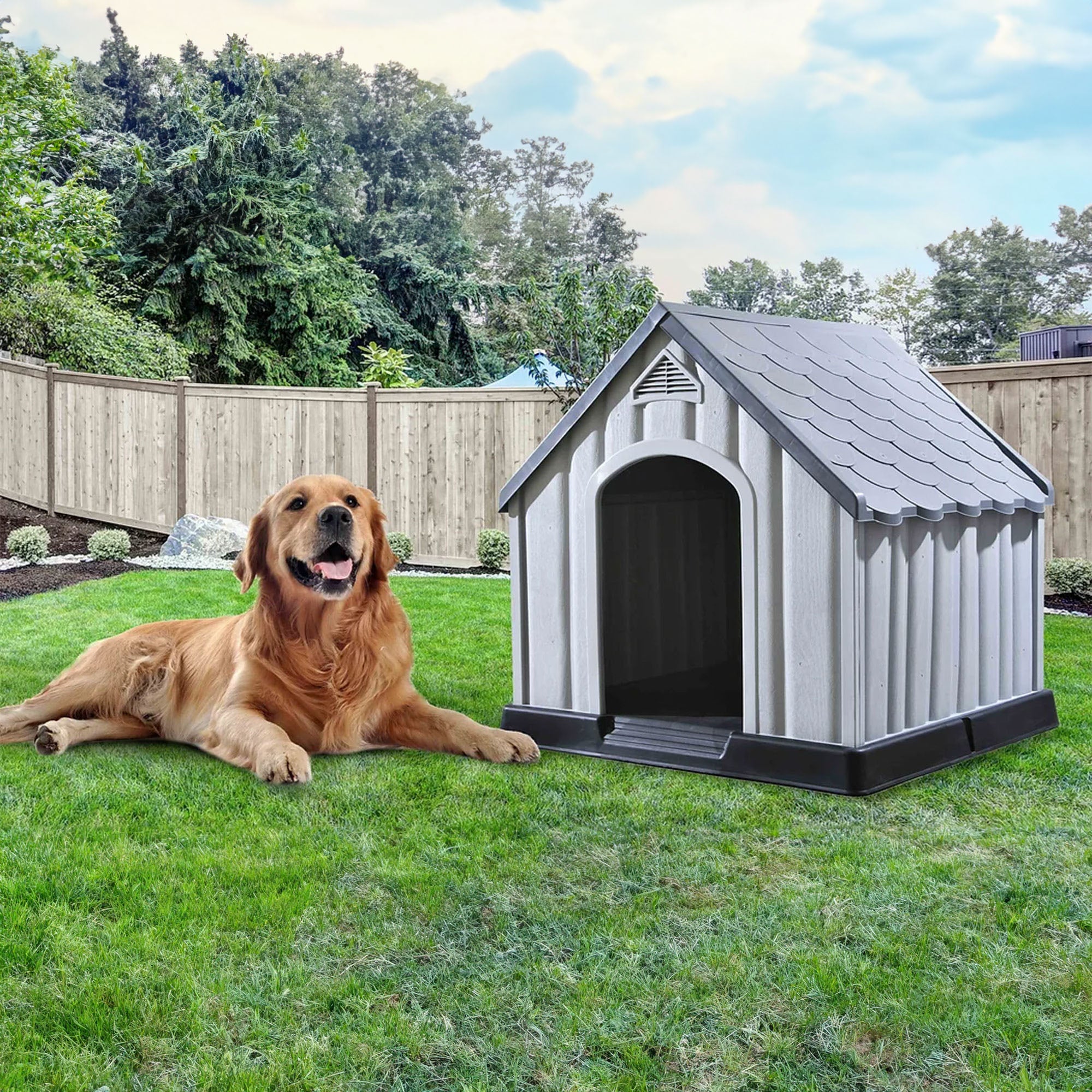 Ram Quality Products Pet House Waterproof Dog Kennel Shelter, Gray (For Parts) - VMInnovations
