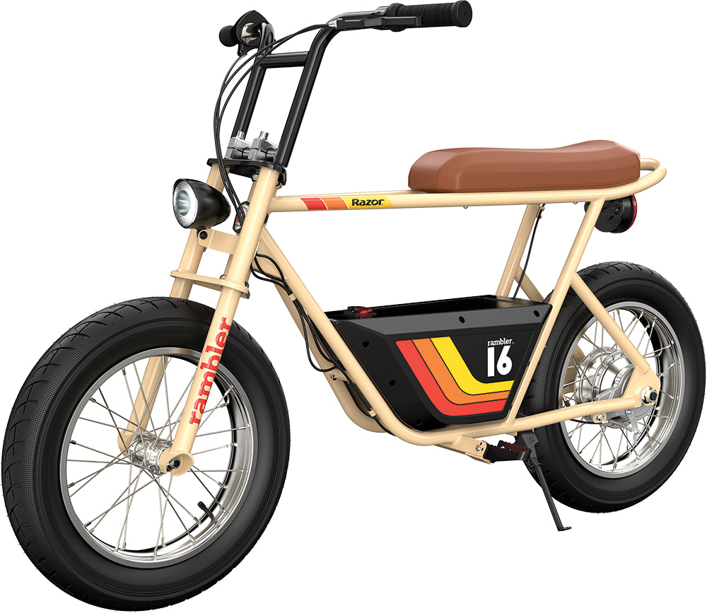 Razor Rambler 16 Electric Retro Minibike with 350W Motor & 36V Battery, Tan - VMInnovations