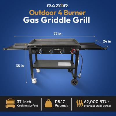 Razor Griddle GGC1643M 37 Inch Outdoor 4 Burner LP Propane Gas Griddle Grill