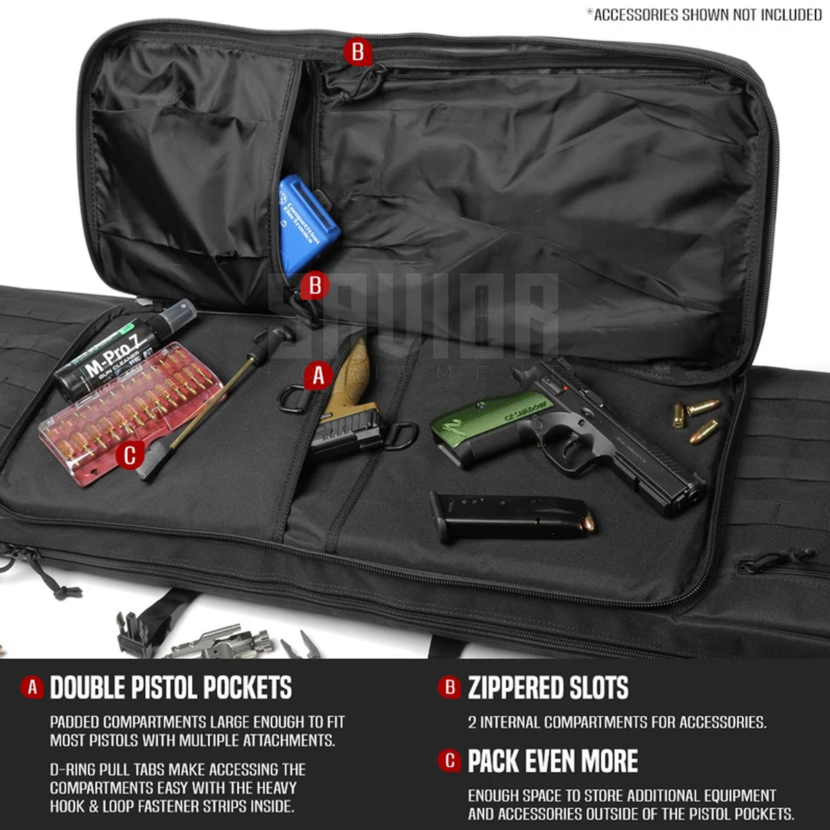 Savior Equipment American Classic 36 Inch Double Rifle Pistol Pocket Case, Black - VMInnovations