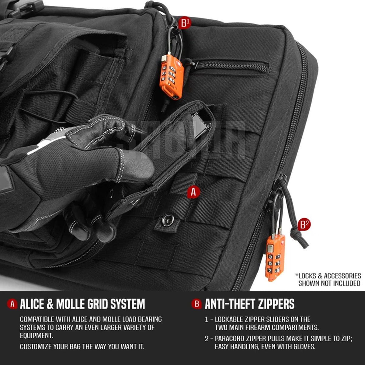 Savior Equipment American Classic 36 Inch Double Rifle Pistol Pocket Case, Black - VMInnovations
