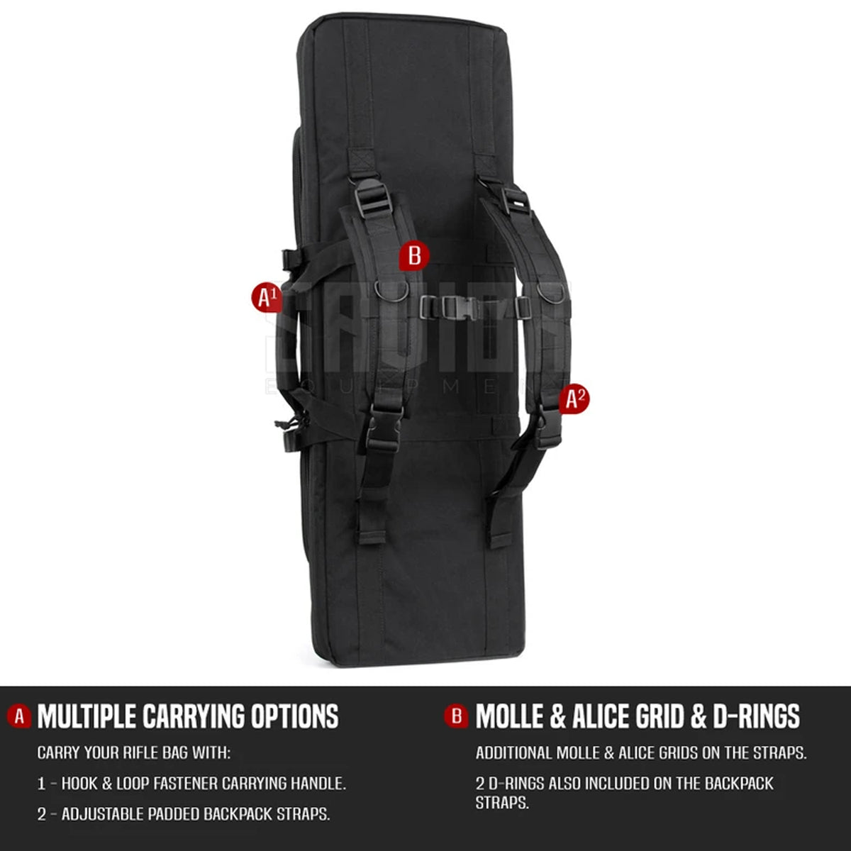 Savior Equipment American Classic 36 Inch Double Rifle Pistol Pocket Case, Black - VMInnovations