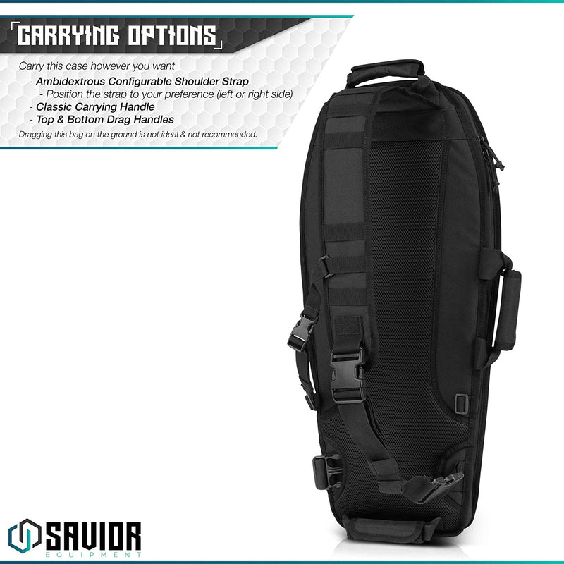 Savior Equipment Black Covert Rifle Case with Strap, 30 Inch (Open Box) (2 Pack)