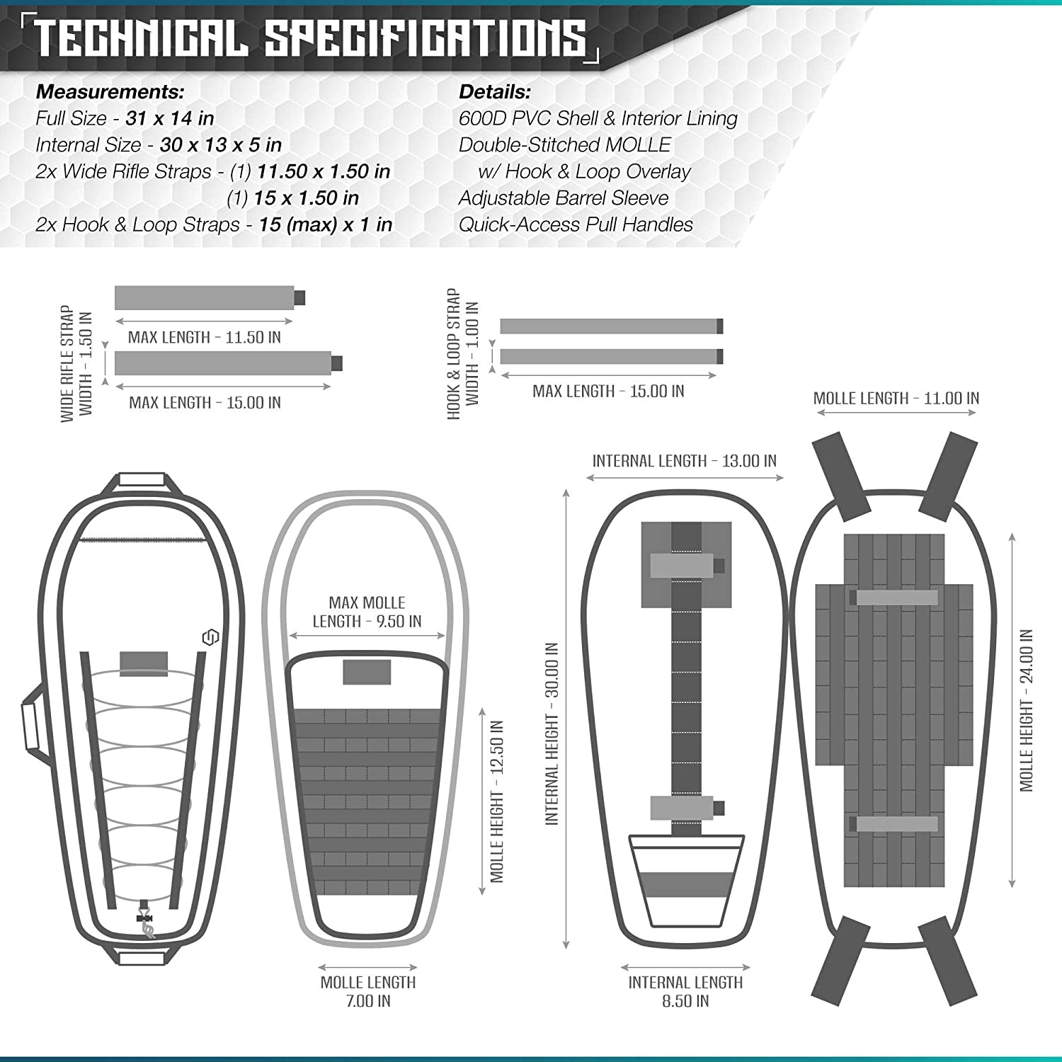 Savior Equipment T.G.B. Gray Covert Rifle Case with Strap, 30 Inch (Open Box)