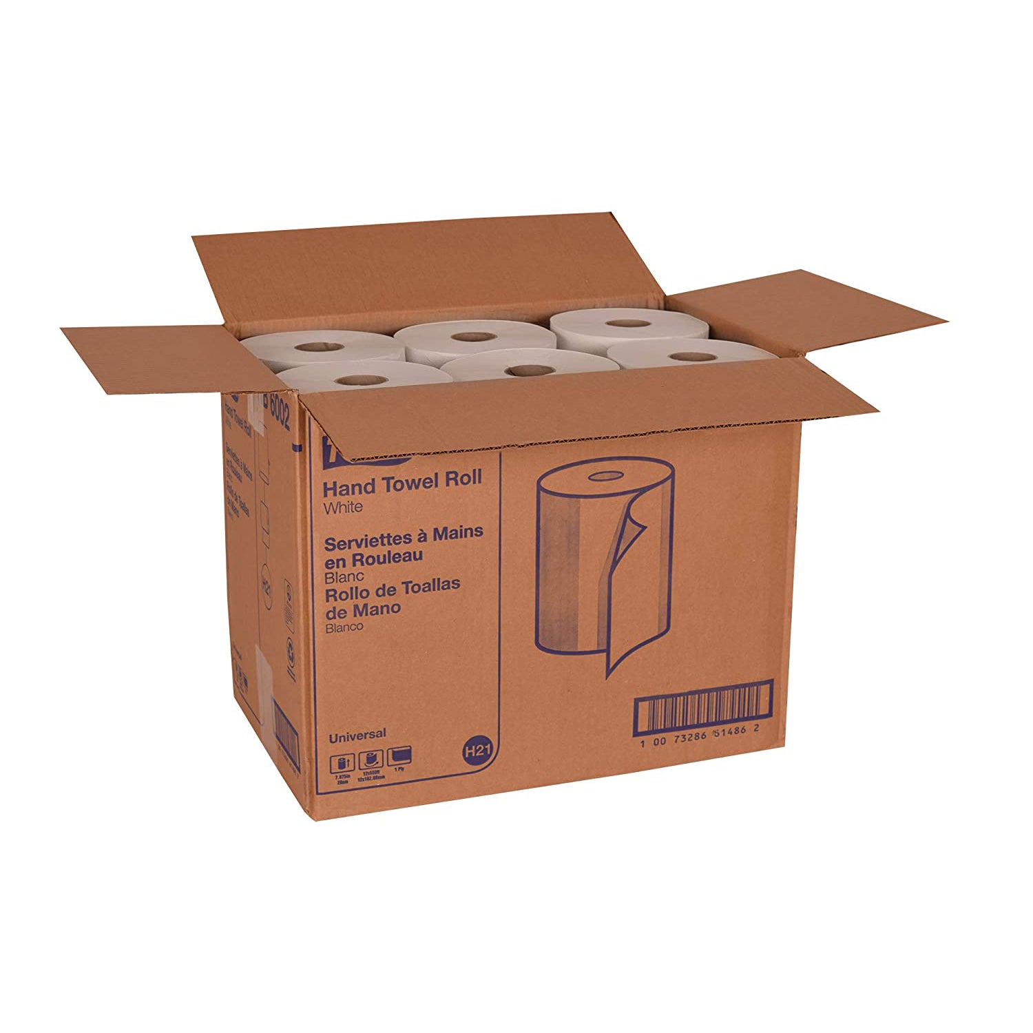 Tork RB6002 Universal 600 Foot1 Ply Hardwound Paper Towel Roll, White (12 Pack)