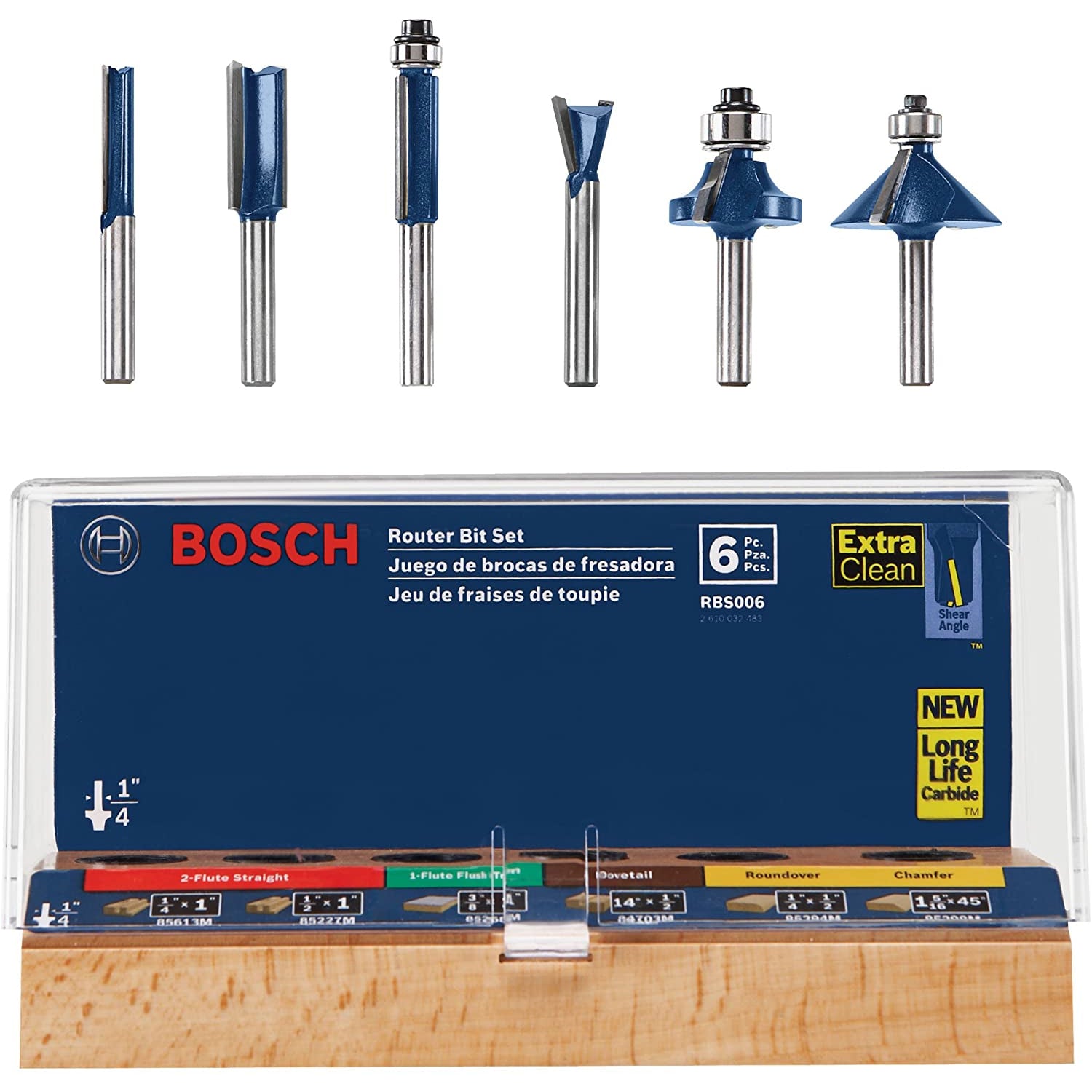 Bosch Universal Shank Carbide Tipped 0.25 Inch Router Bit Set, 6pc (Open Box) - VMInnovations
