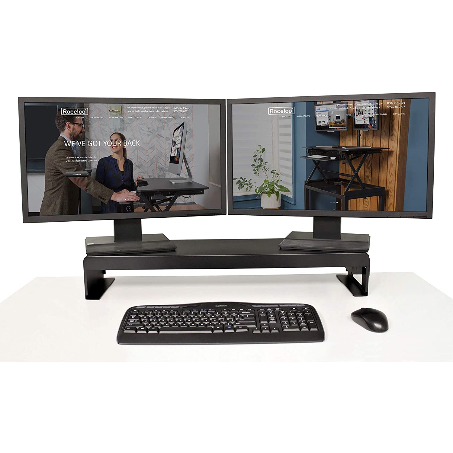 Rocelco 46 Inch Adjustable Standing Desk + 30 Inch Dual Monitor Charging Stand