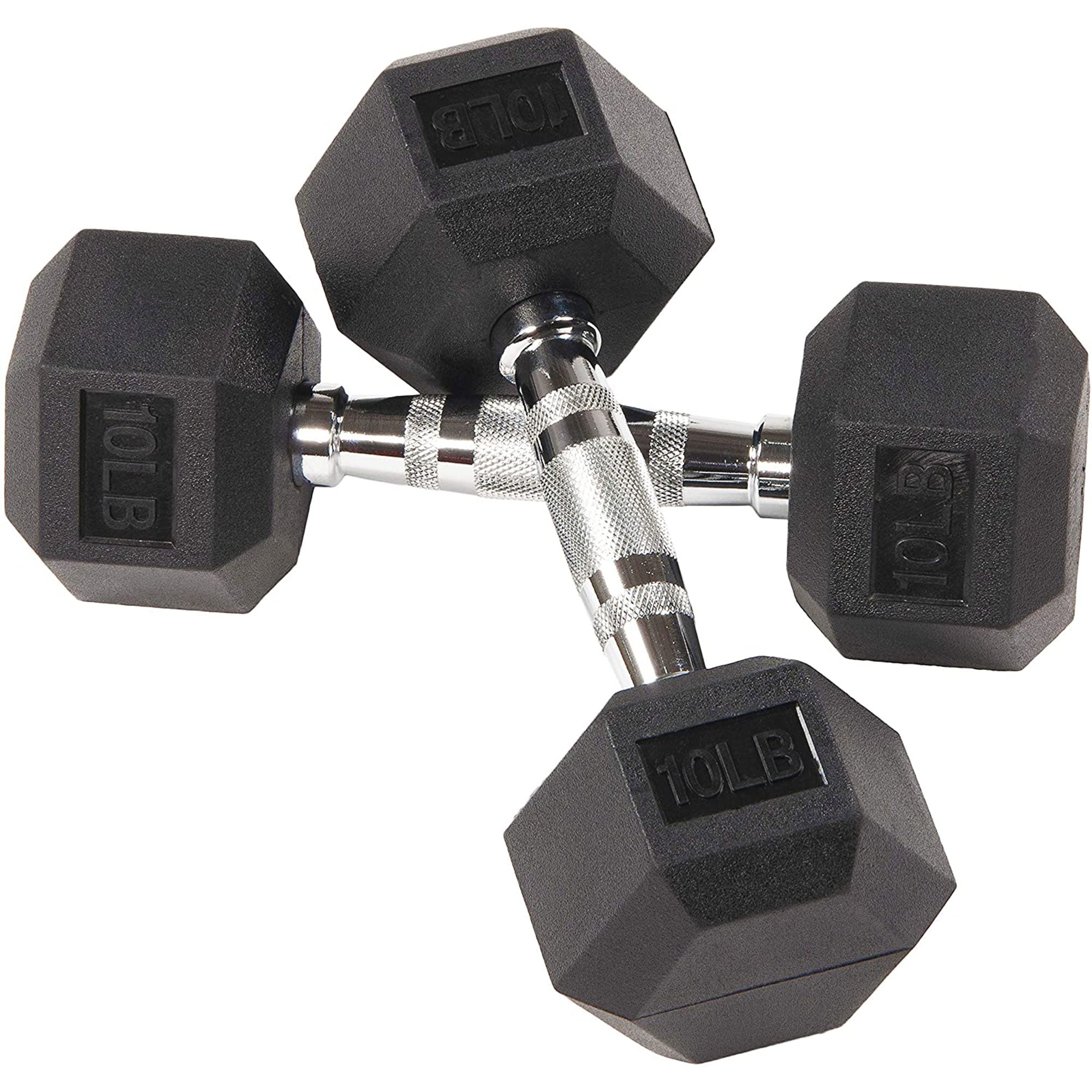 BalanceFrom Fitness 10LB Pair Rubber Hexagon Dumbbell Hand Weights (Open Box) - VMInnovations