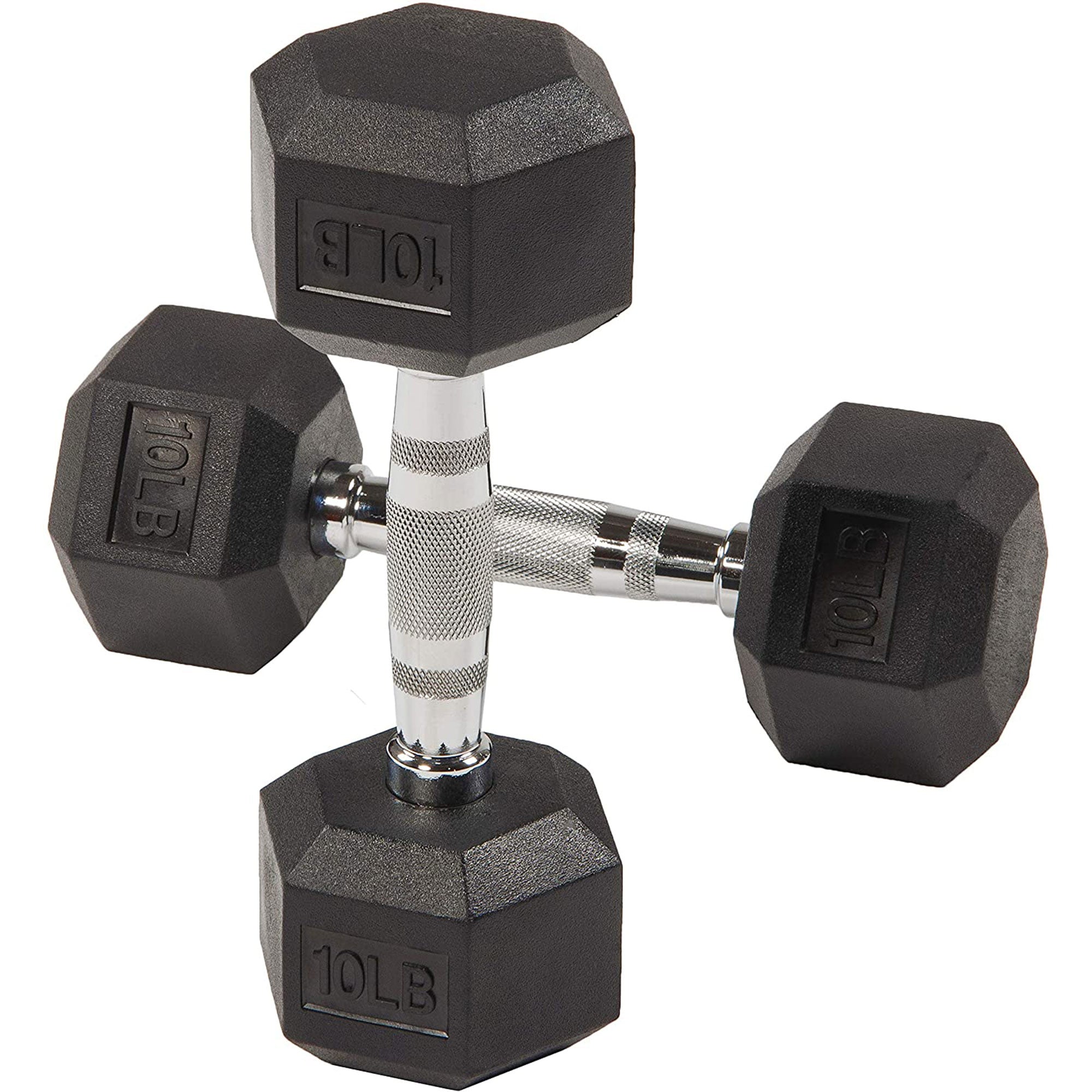 BalanceFrom Fitness 10LB Pair Rubber Hexagon Dumbbell Hand Weights (Open Box) - VMInnovations