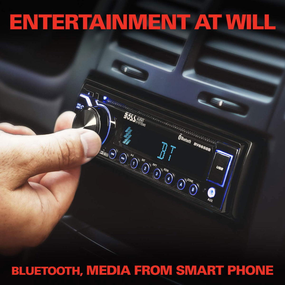 BOSS Audio BV6658B 50 Watt x 4 Max Power Single-DIN DVD Receiver with Bluetooth (Open Box)