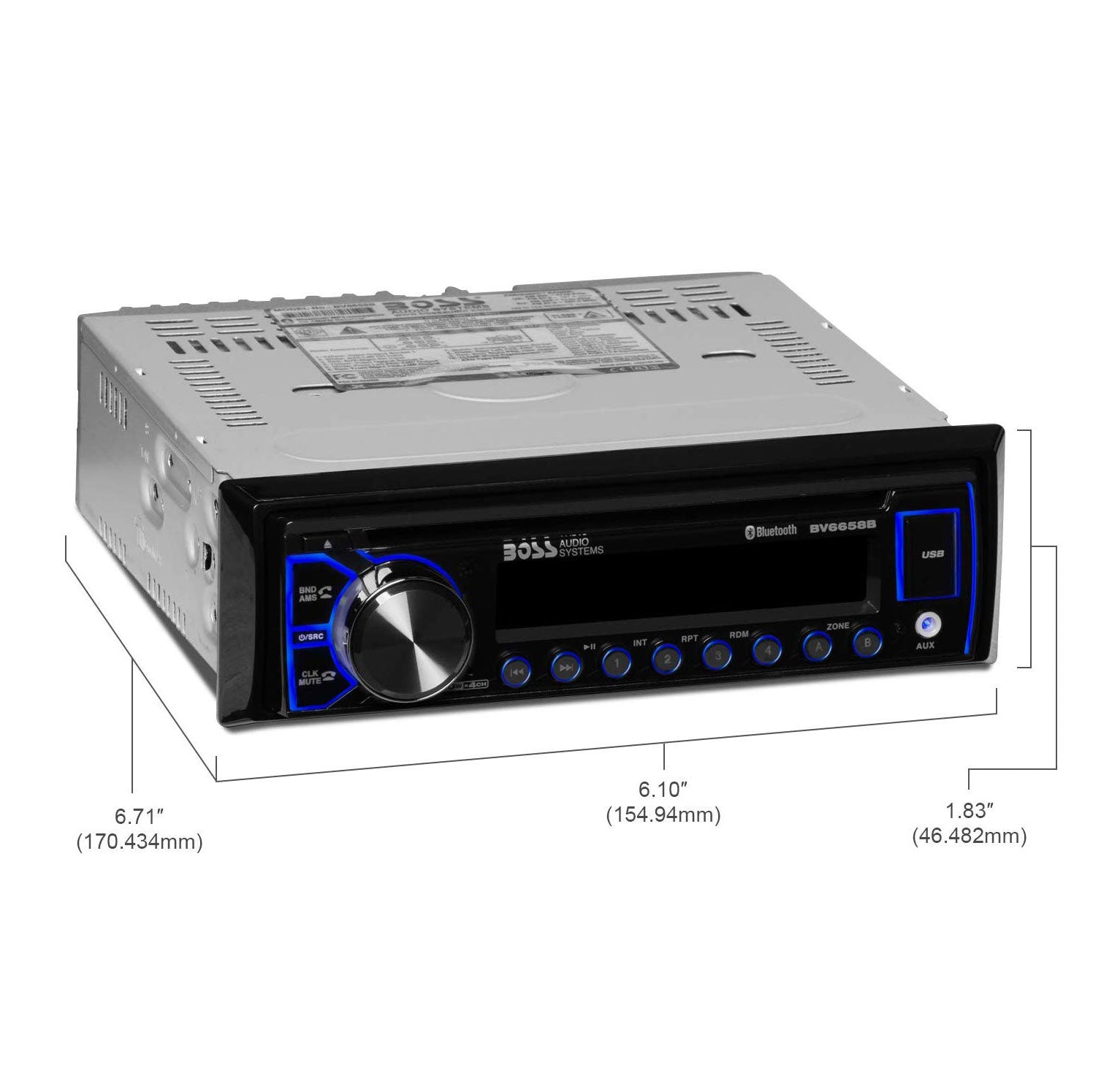 BOSS Audio BV6658B 50 Watt x 4 Max Power Single-DIN DVD Receiver with Bluetooth (Open Box)