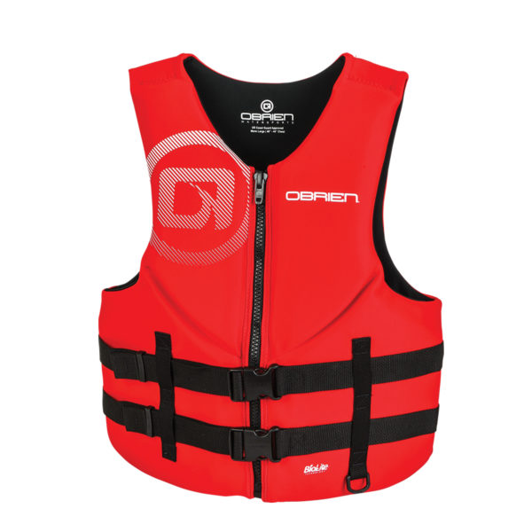 O'Brien Men's Traditional Lightweight Front Zip BioLite Life Jacket, Small, Red