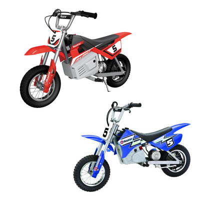 Razor MX350 Dirt Rocket Kids Electric Toy Motorcycle Dirt Bike, 1 Red & 1 Blue