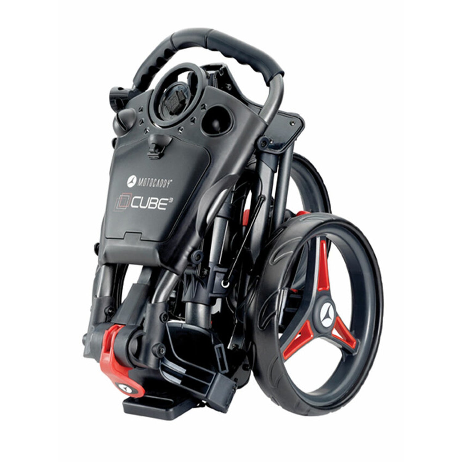 Motocaddy Cube 3 Wheel Foldable Golf Push Caddy with Golf Club Bag, Fuchsia