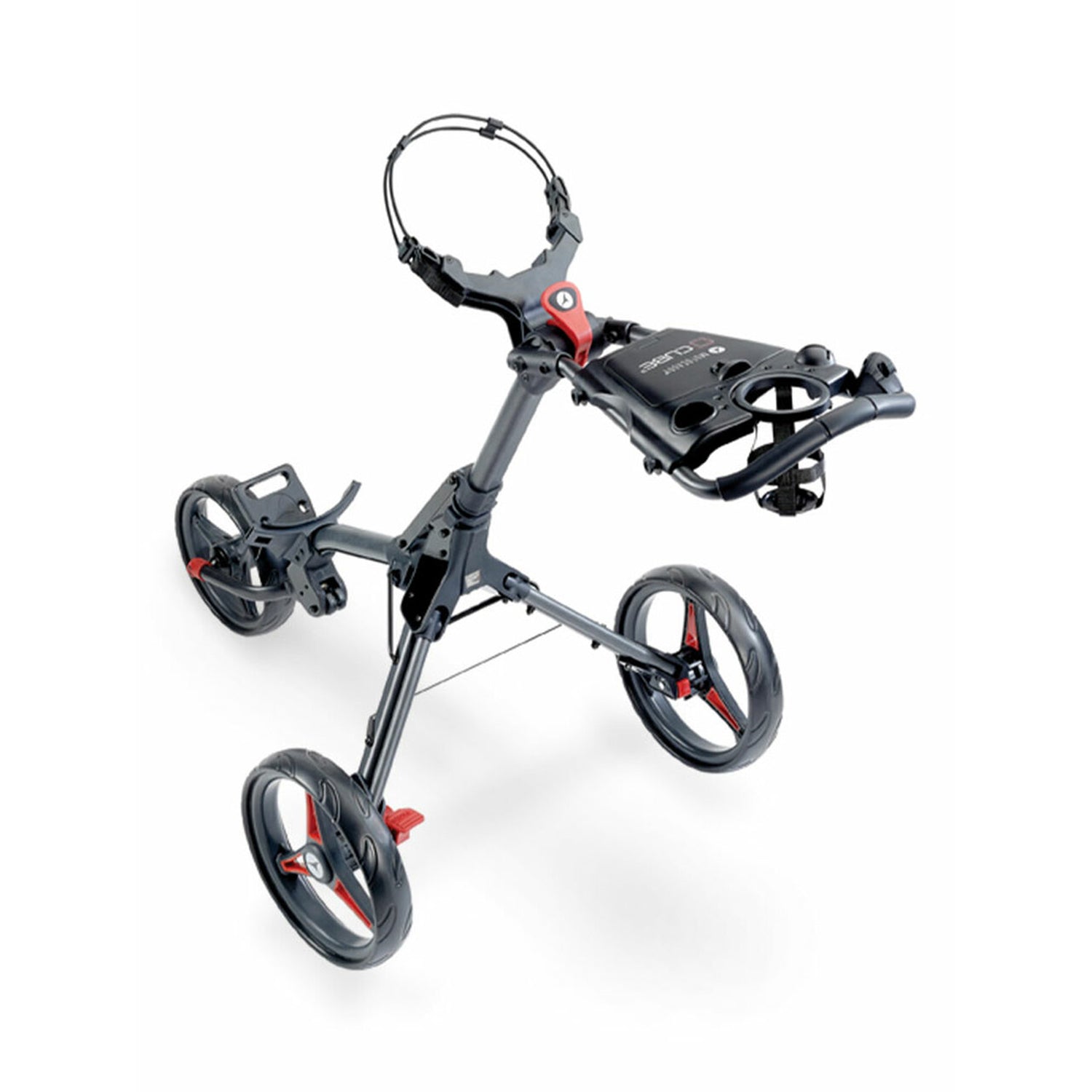 Motocaddy Cube 3 Wheel Foldable Golf Push Caddy with Golf Club Bag, Fuchsia
