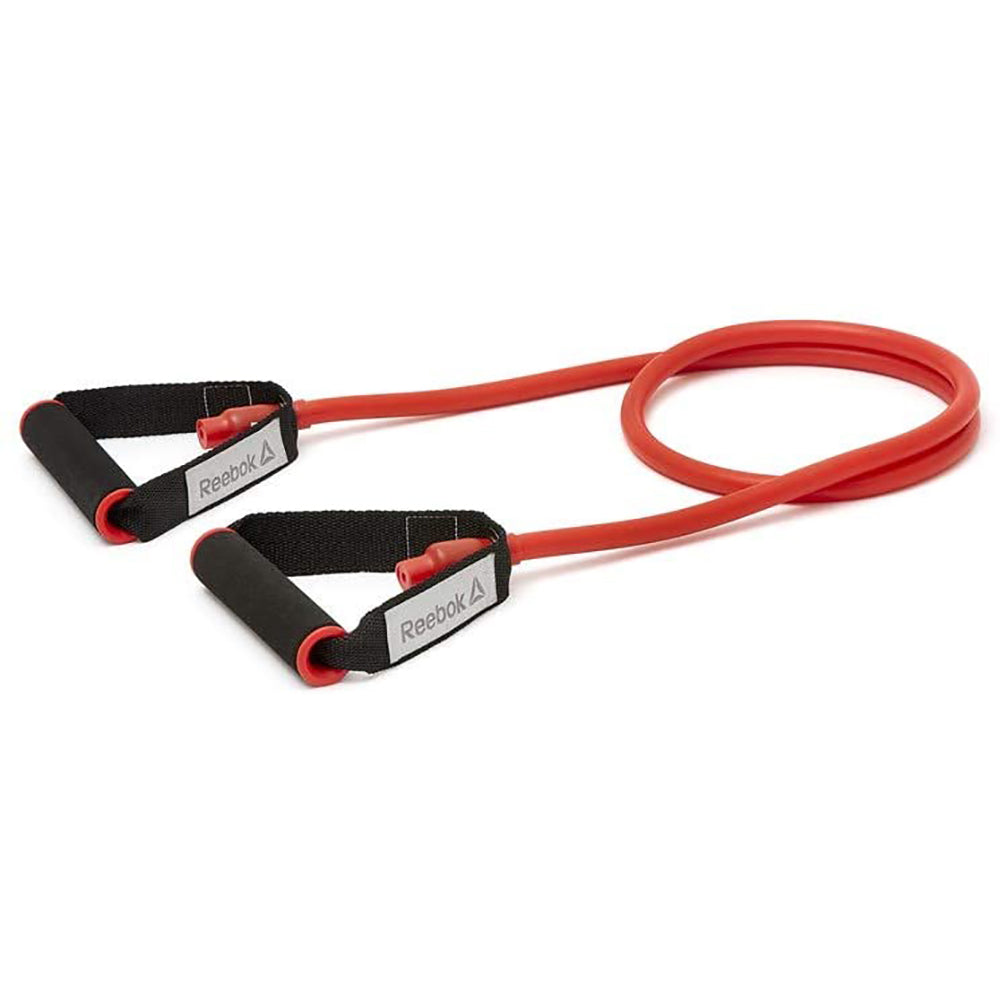 Reebok Medium Strength Elastic Fitness Tube Resistance Band Gym, Red (Open Box)