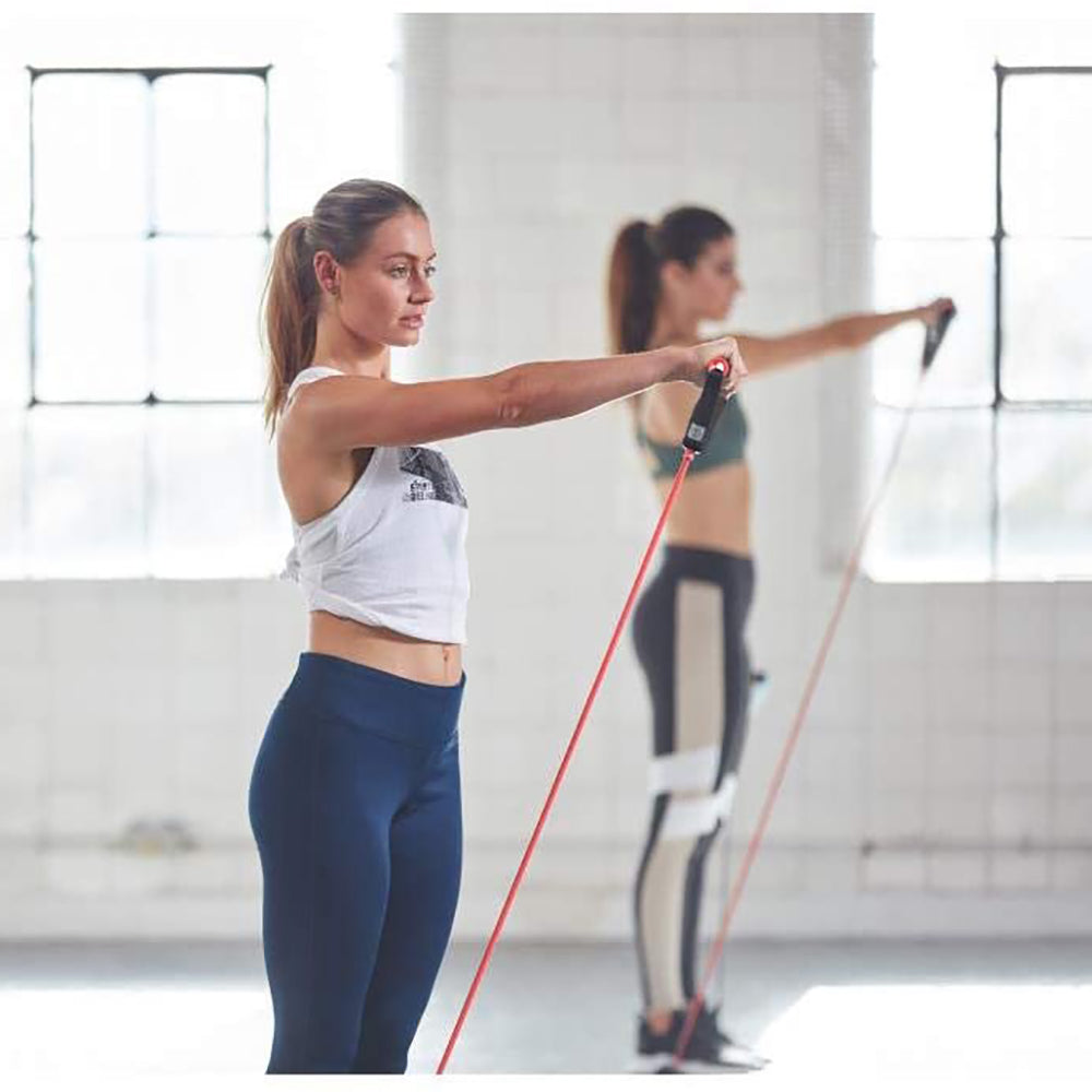 Reebok Medium Strength Elastic Fitness Tube Resistance Band Gym, Red (Open Box)
