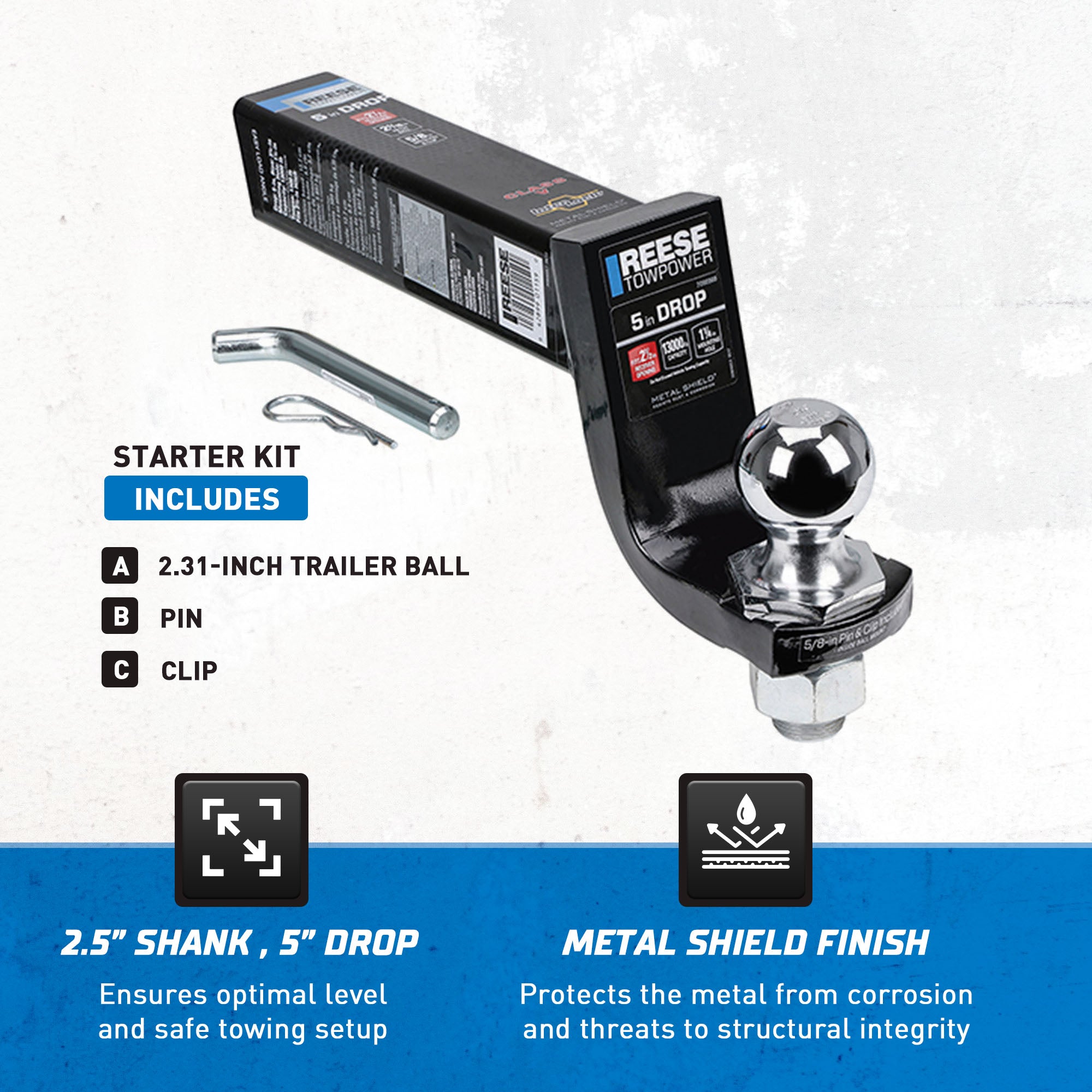 Reese Interlock Trailer Hitch Ball Mount Kit, 13,000lb Capacity (Open Box) - VMInnovations
