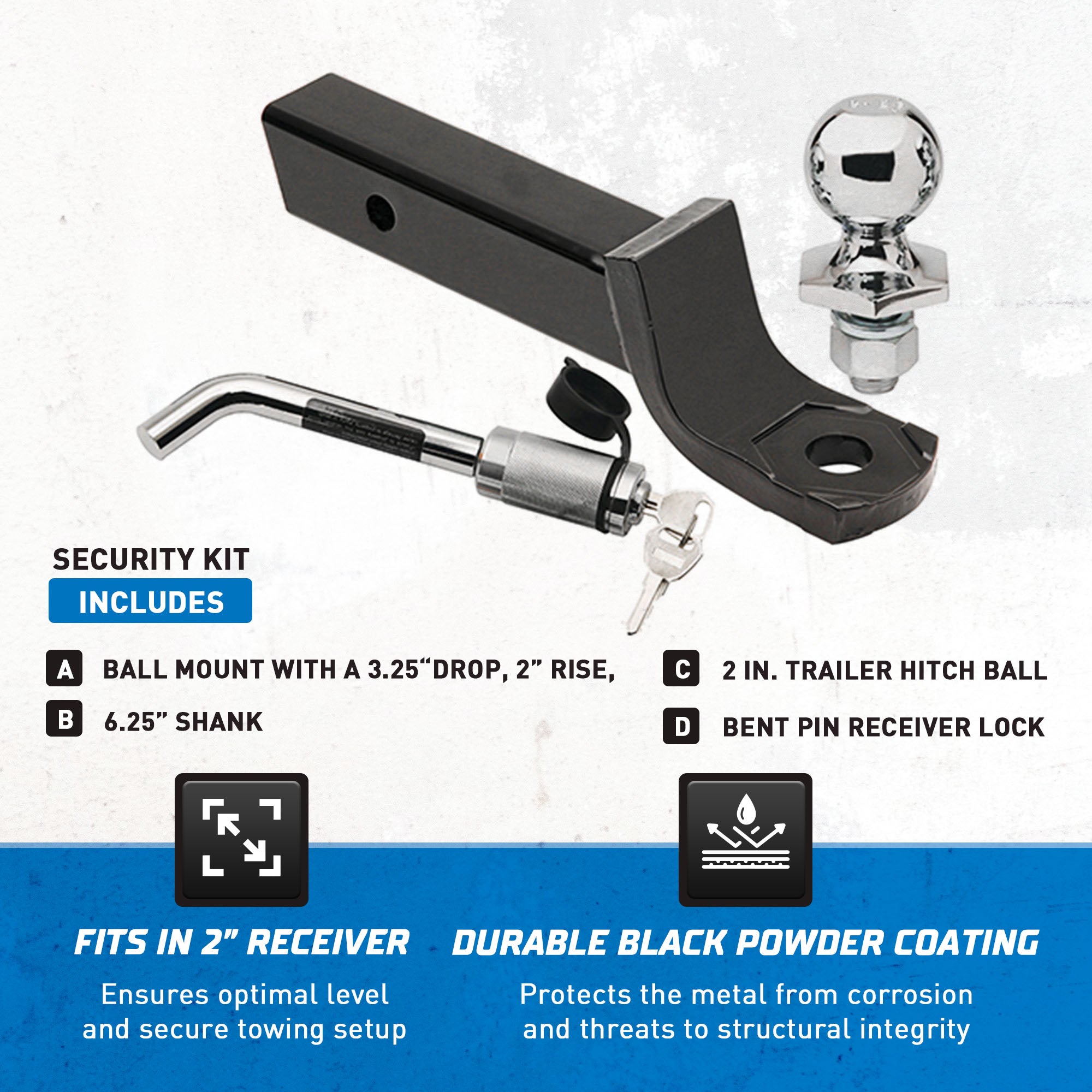 Reese Interlock Trailer Hitch Ball Mount Security Kit, 5000 Pounds Capacity - VMInnovations