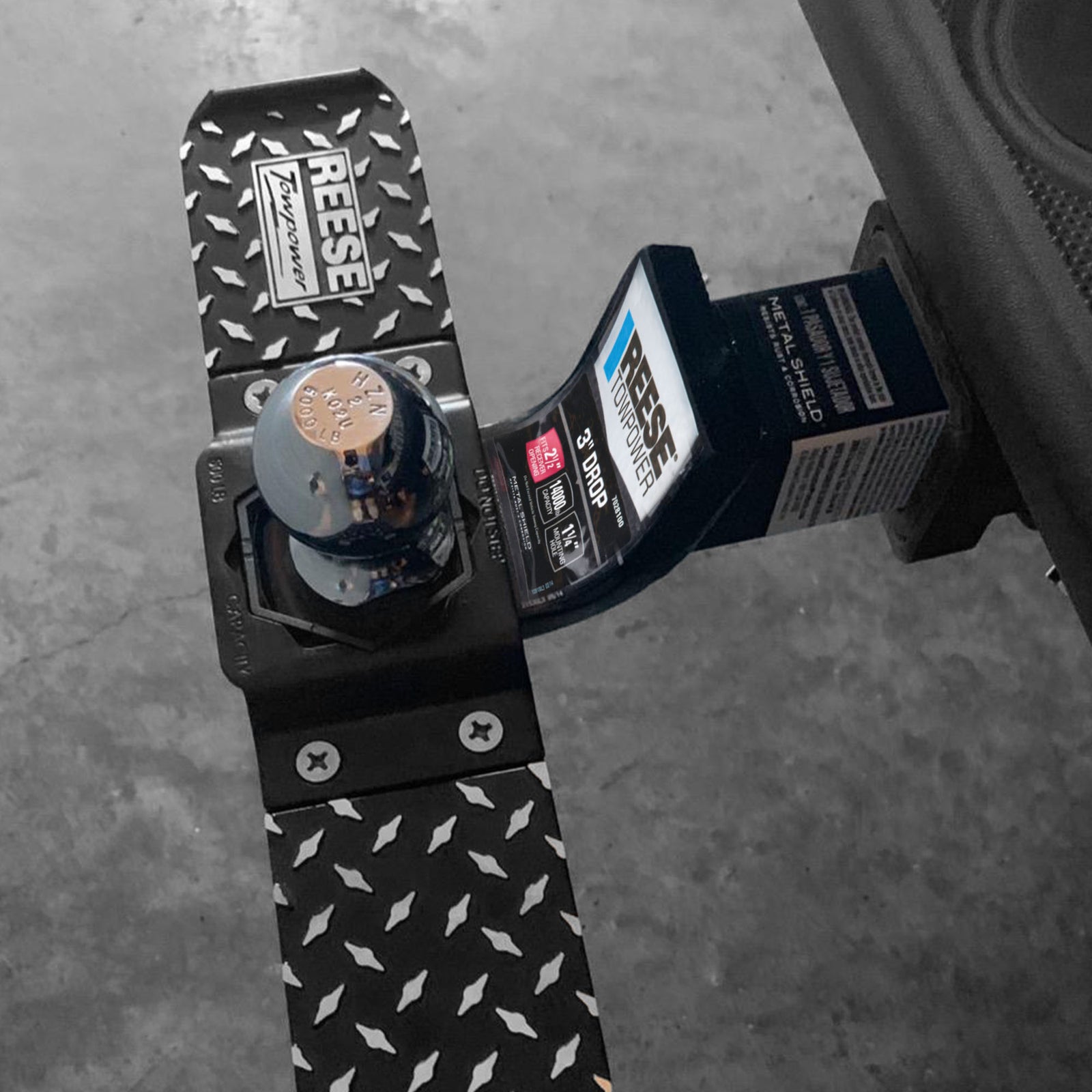 REESE Trailer Hitch Ball Mount, Fits 2.5" Receiver, 3" Drop, 14000 lbs, Black - VMInnovations