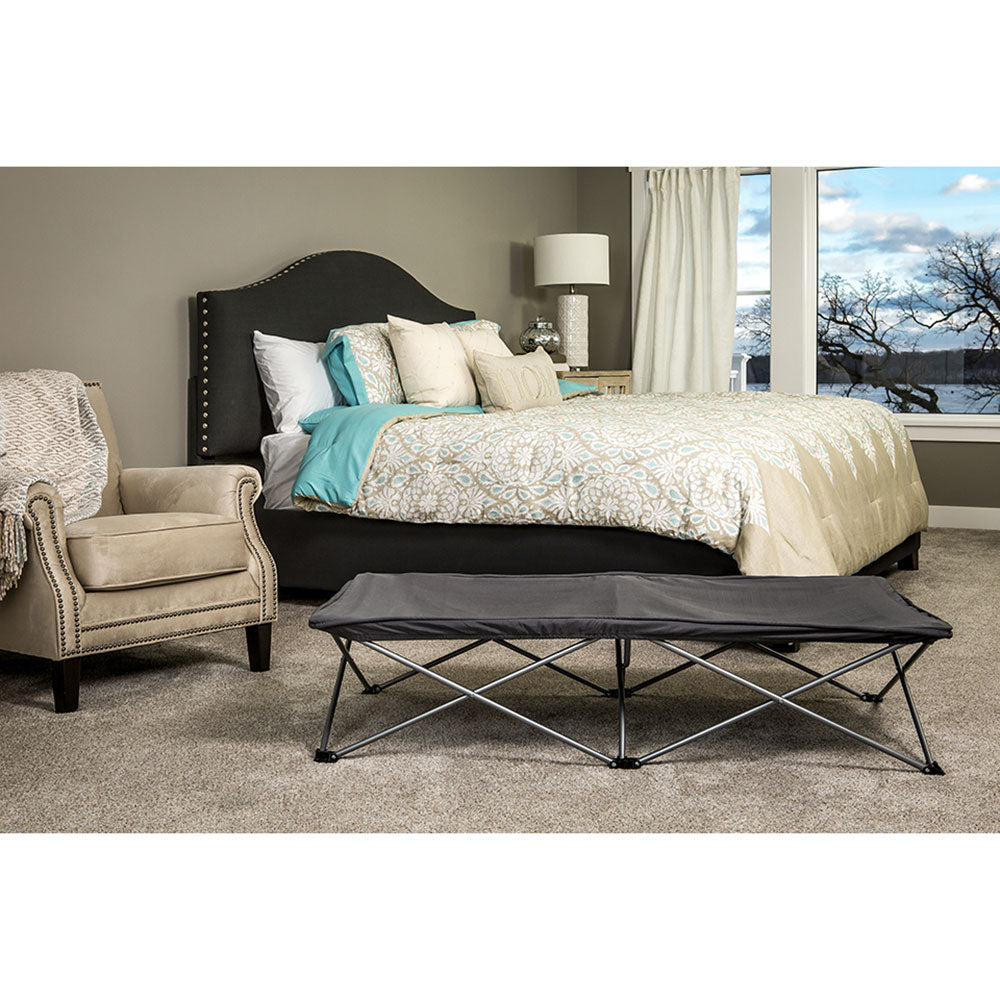 Regalo My Cot 54 Inch Extra Long Portable Toddler Bed with Fitted Sheet, Gray