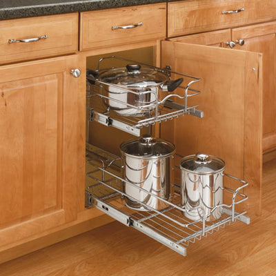 Rev-A-Shelf 12" Wide 22" Cabinet 2 Tier Pull Out Wire Basket(Open Box) (2 Pack)