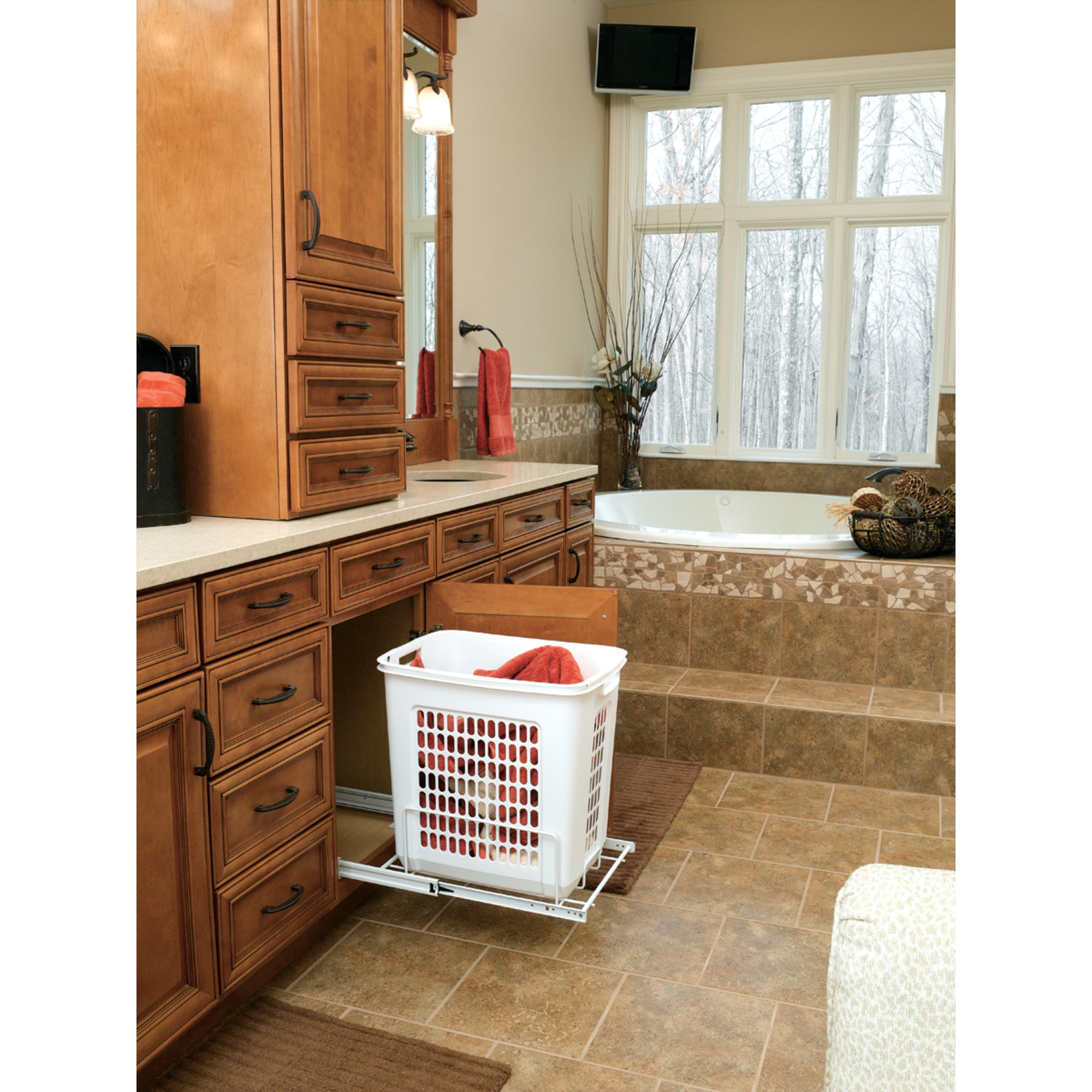 Rev-A-Shelf HPRV-15020 S Large 20" Pullout Polymer Clothes Hamper (Refurbished)