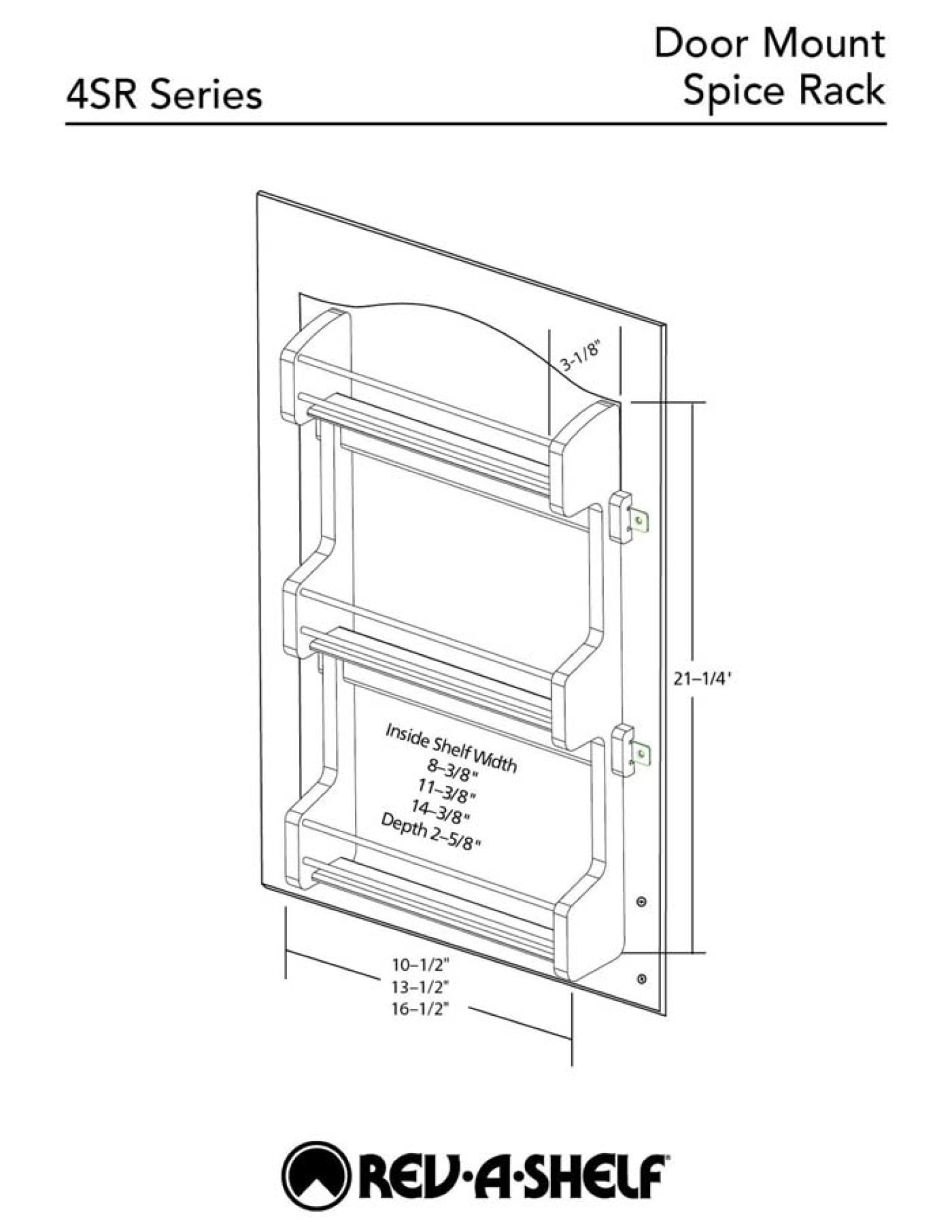 Rev-A-Shelf 15" Kitchen Cabinet Door Mounted 3-Shelf Storage Spice Rack, 4SR-15 - VMInnovations