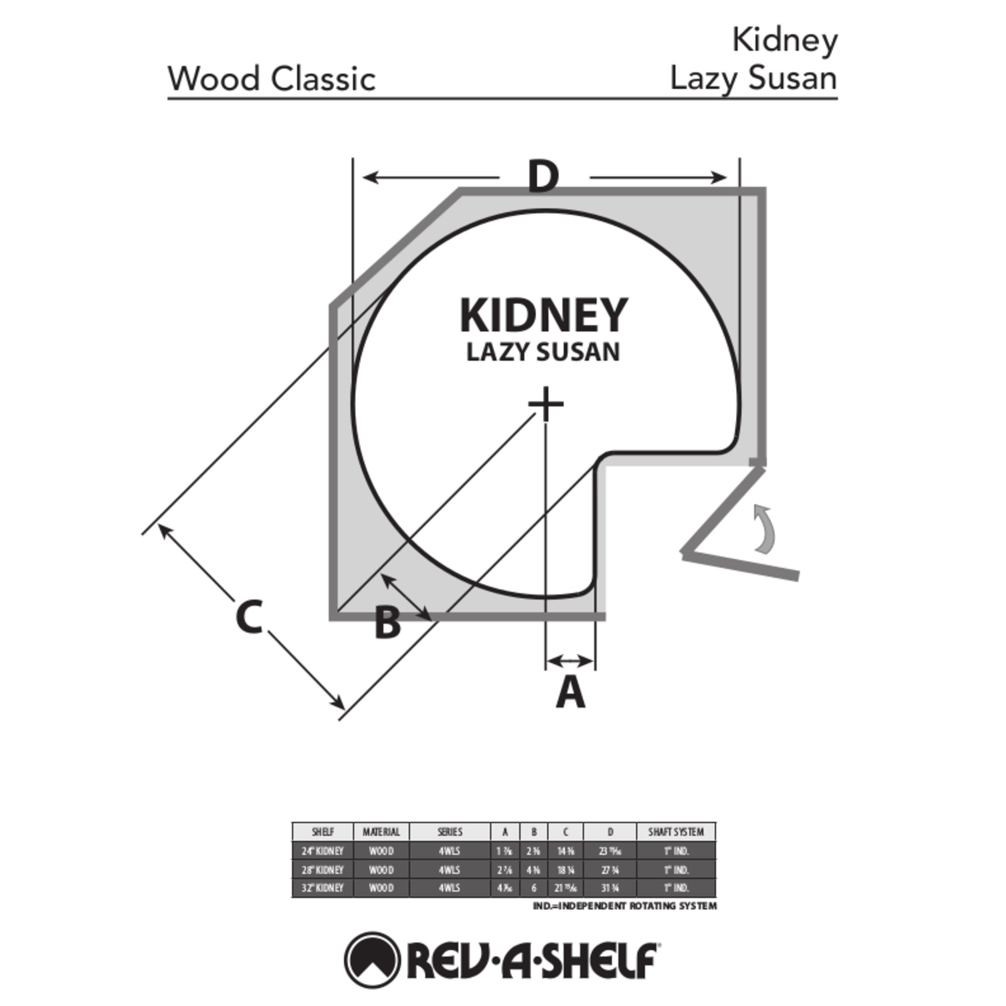 Rev-A-Shelf 32" Wooden Cabinet 2-Shelf Kidney Lazy Susan, Certified Refurbished