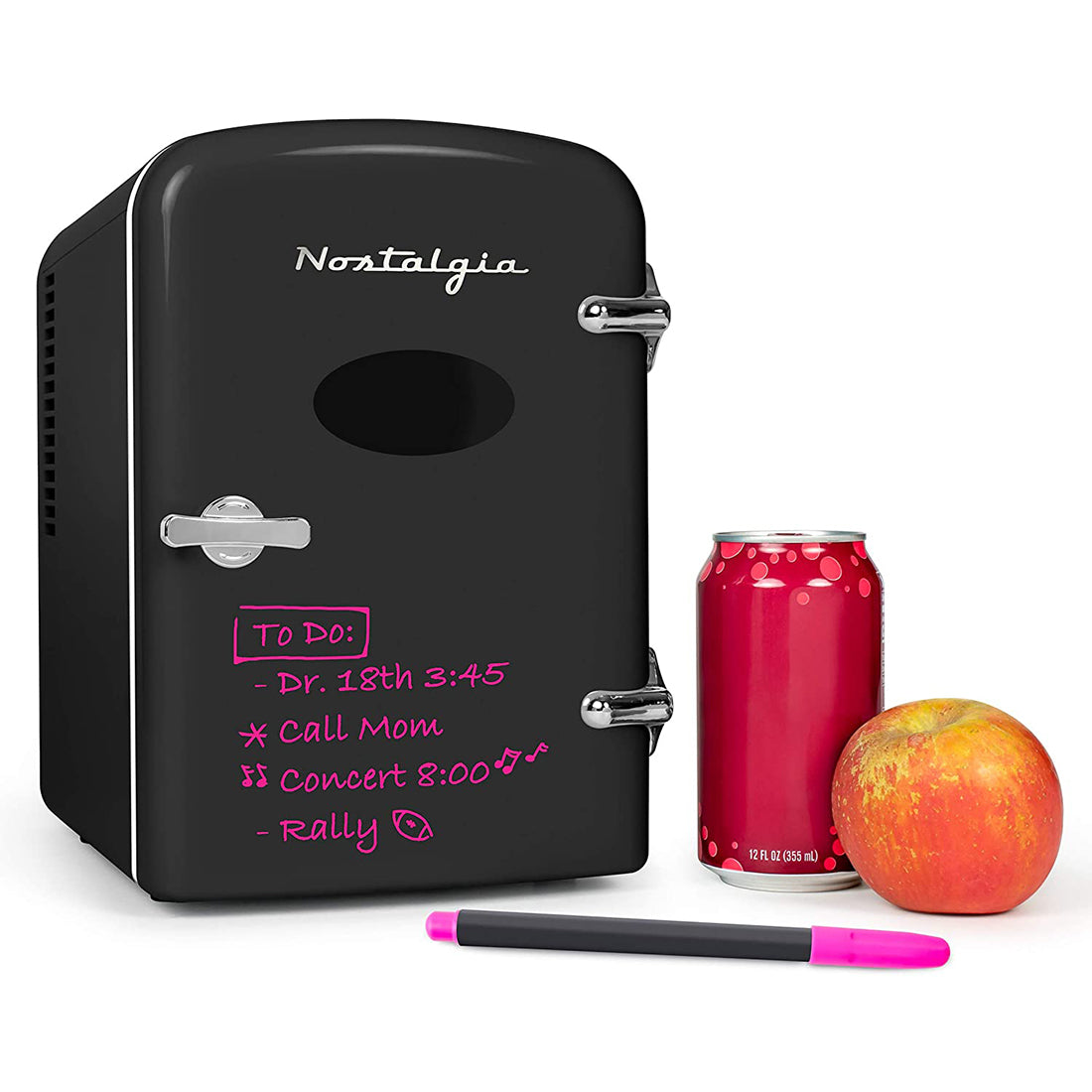 Nostalgia Retro Dry Erase 6 Can Refrigerator w/ Carry Handle Heating (For Parts)