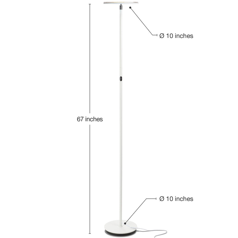 Brightech Sky Flux LED Torchiere Bright Standing Touch Sensor Floor Lamp, White
