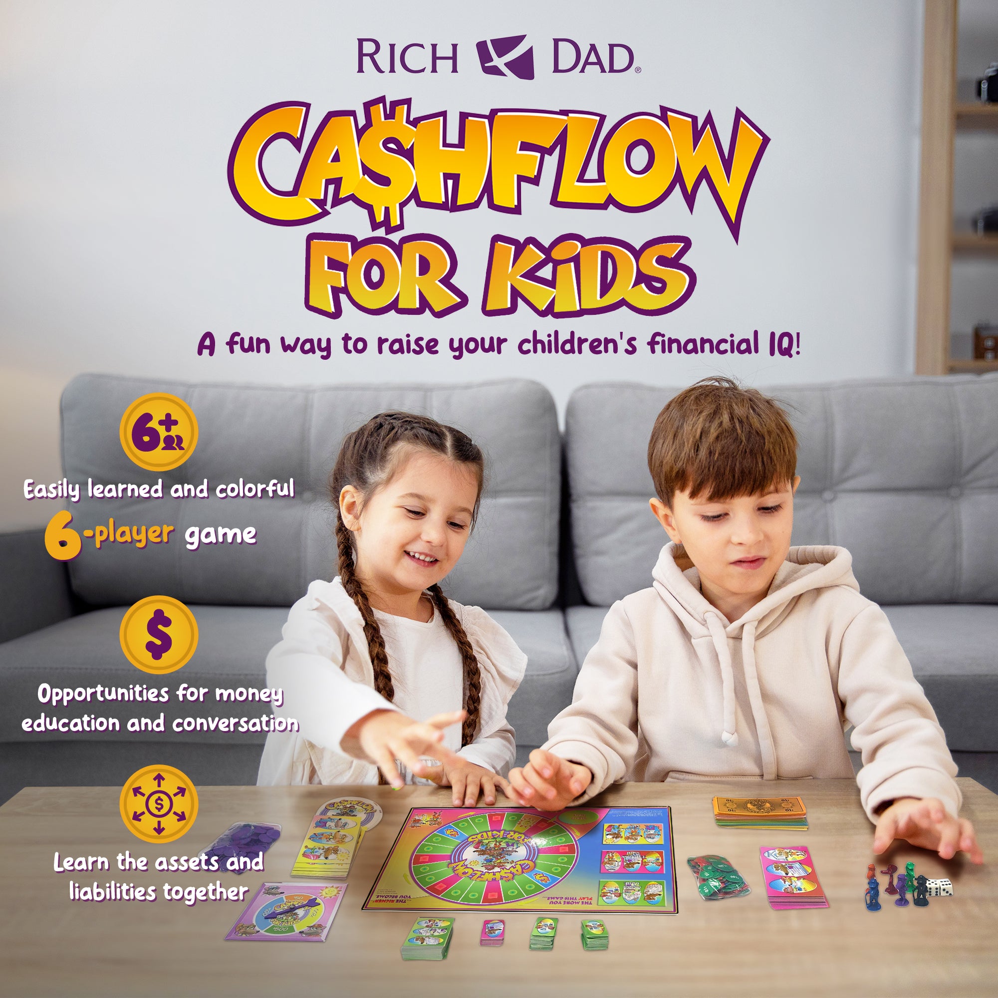 Rich Dad CASHFLOW for Kids, Educational Board Game for Ages 6+ (For Parts) - VMInnovations